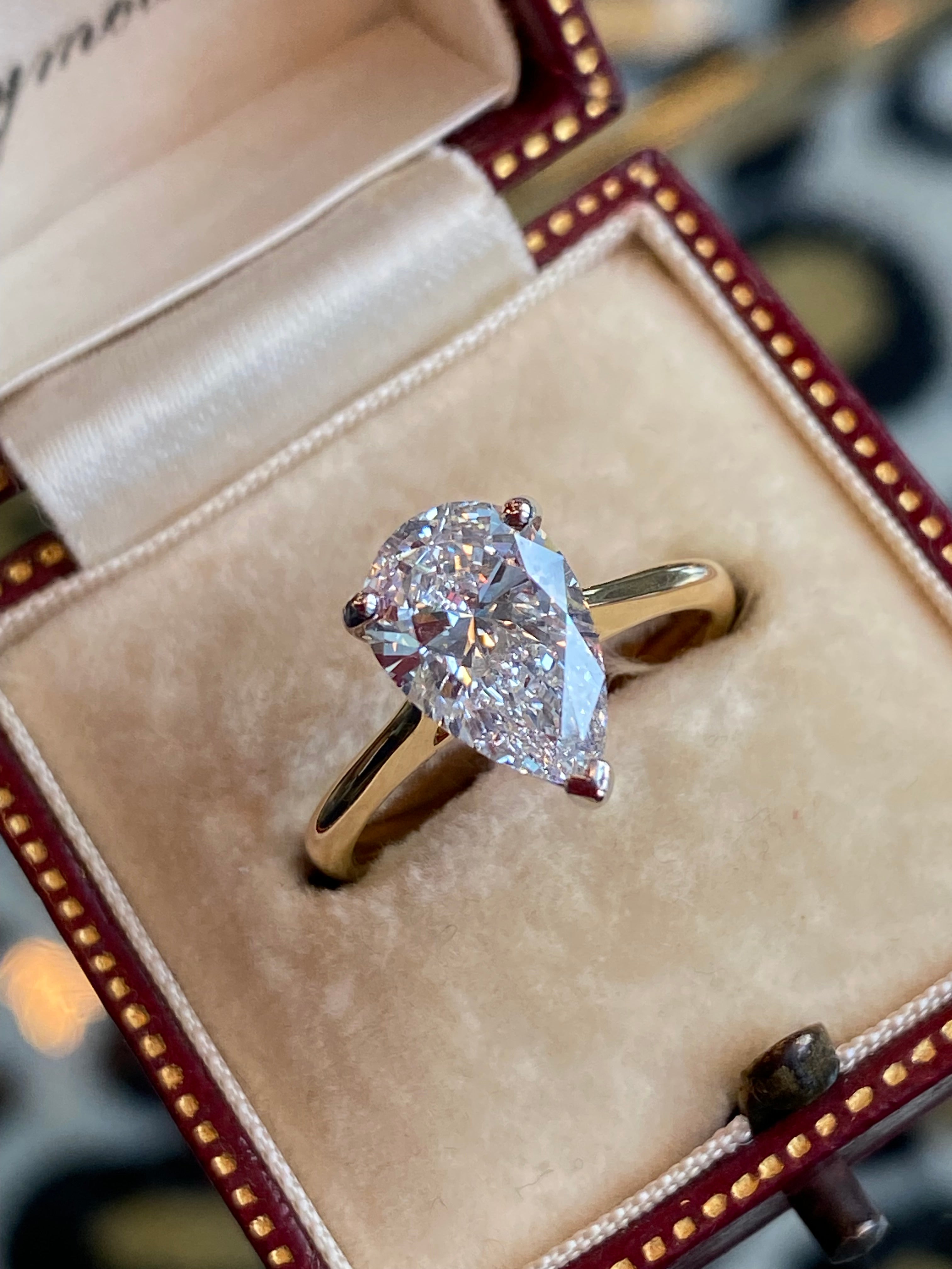 Heritage 2.00 CT + Lab Grown Pear Cut Diamond Solitaire Engagement Ring, at Least E Colour / VVS Clarity