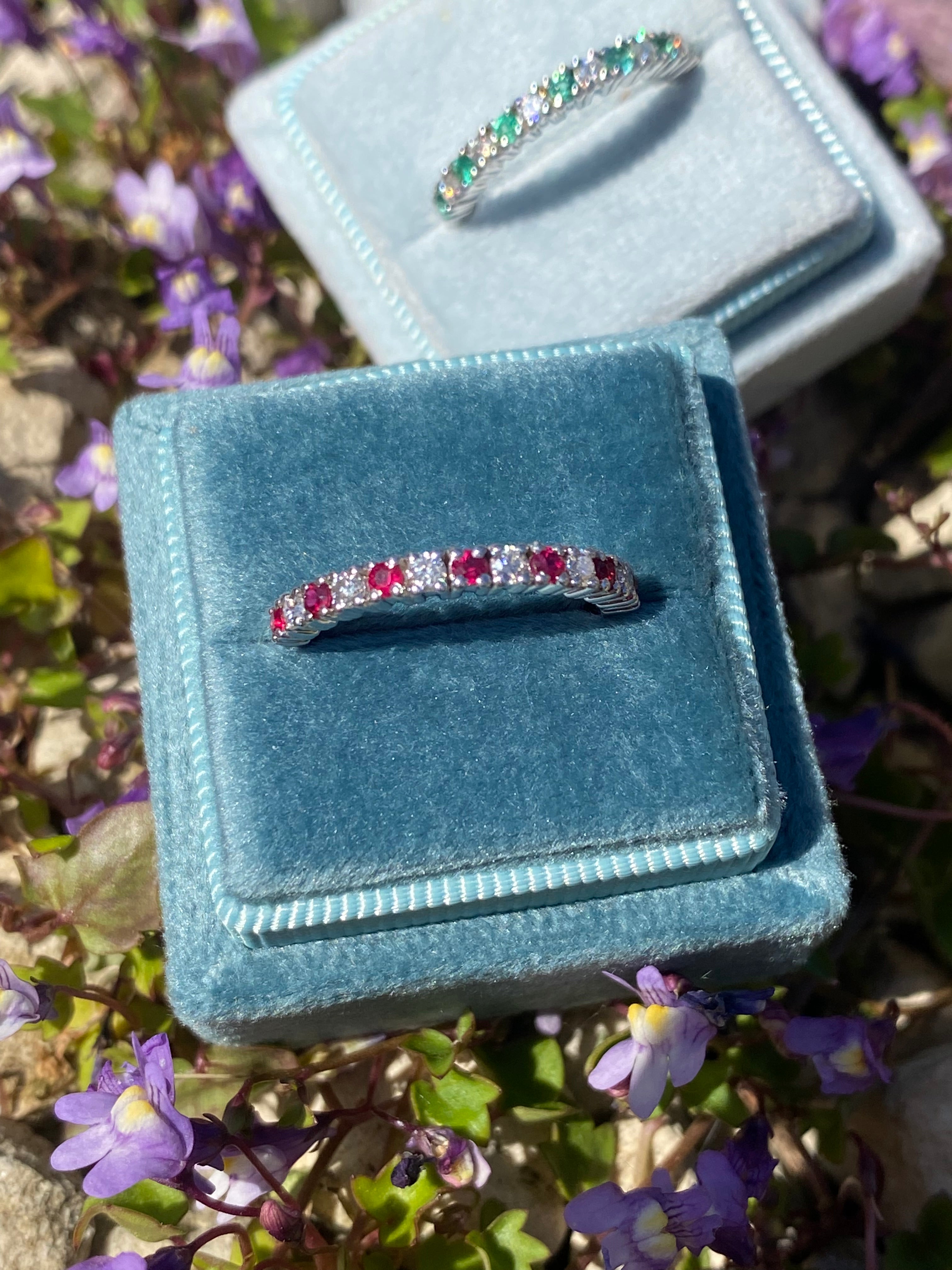 0.47ctw Natural Ruby and Moissanite Eternity Stacking Ring