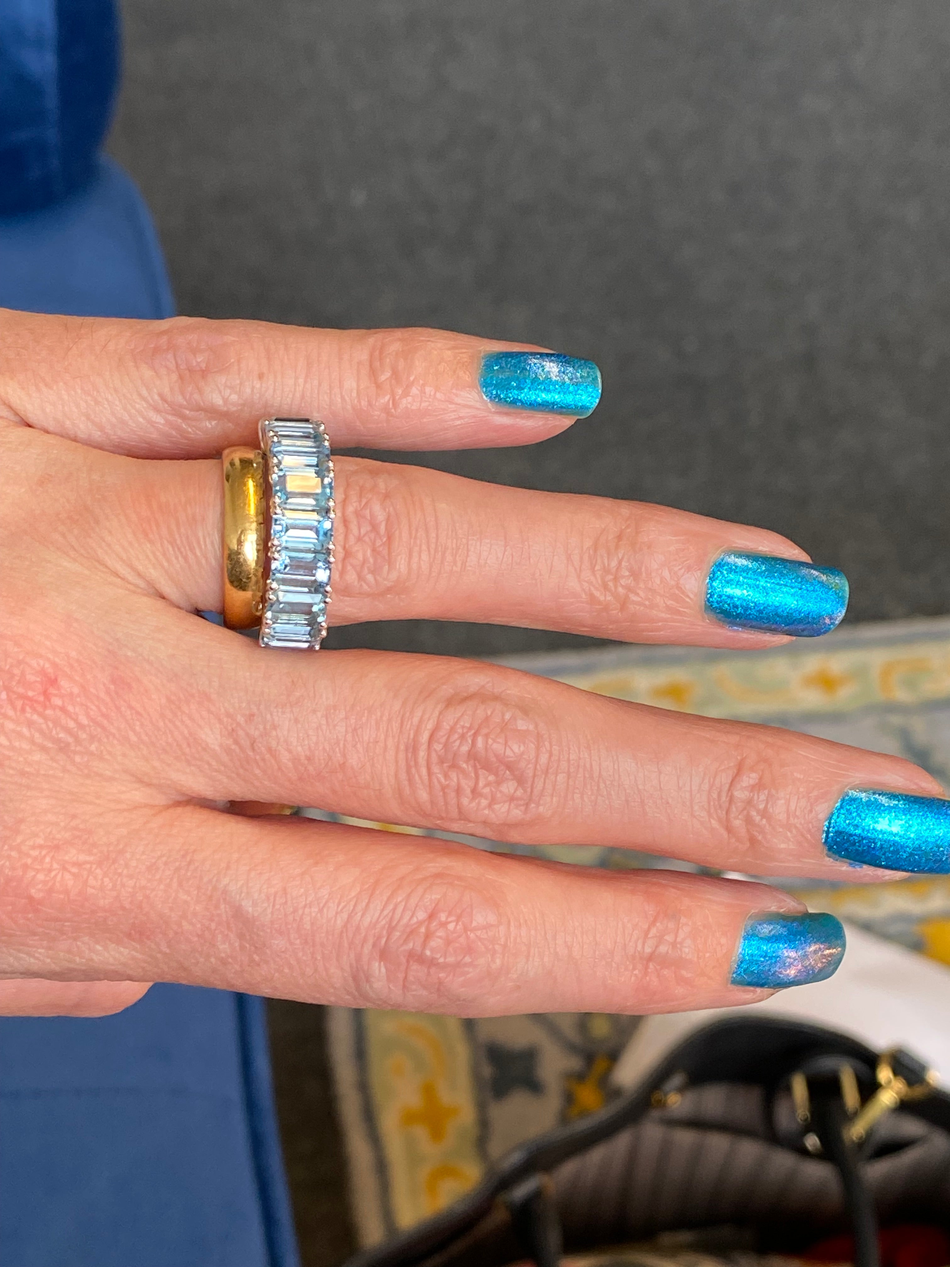 4.34 CTW Aquamarine Eternity Ring in 9ct White Gold