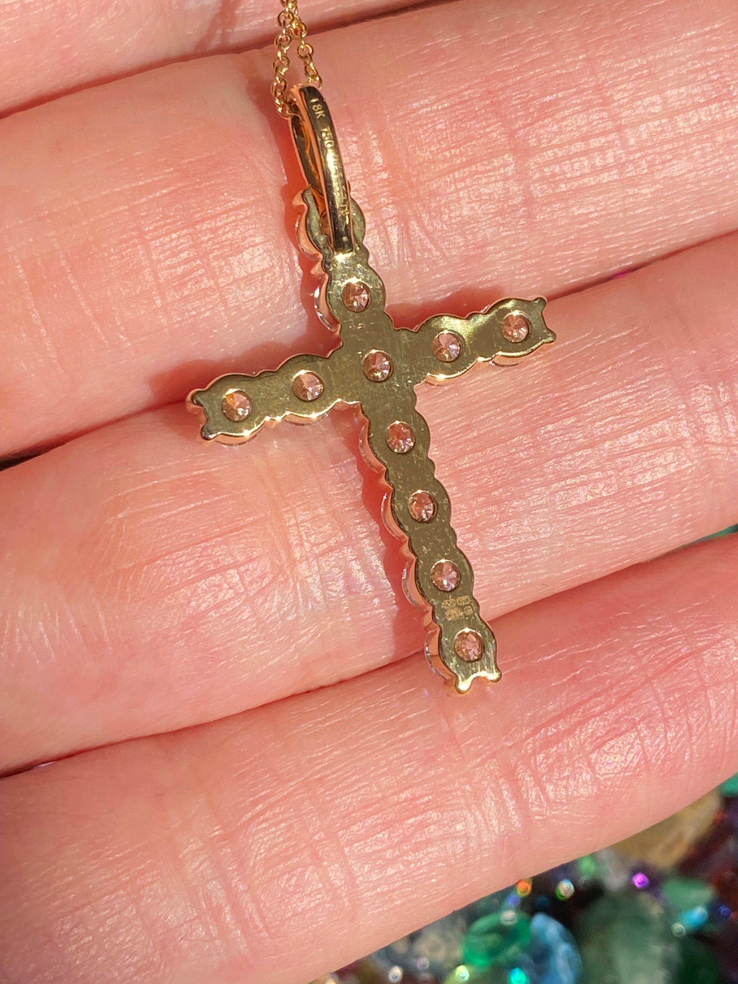 2.00 CTW Natural Diamond Cross in 18ct Yellow Gold