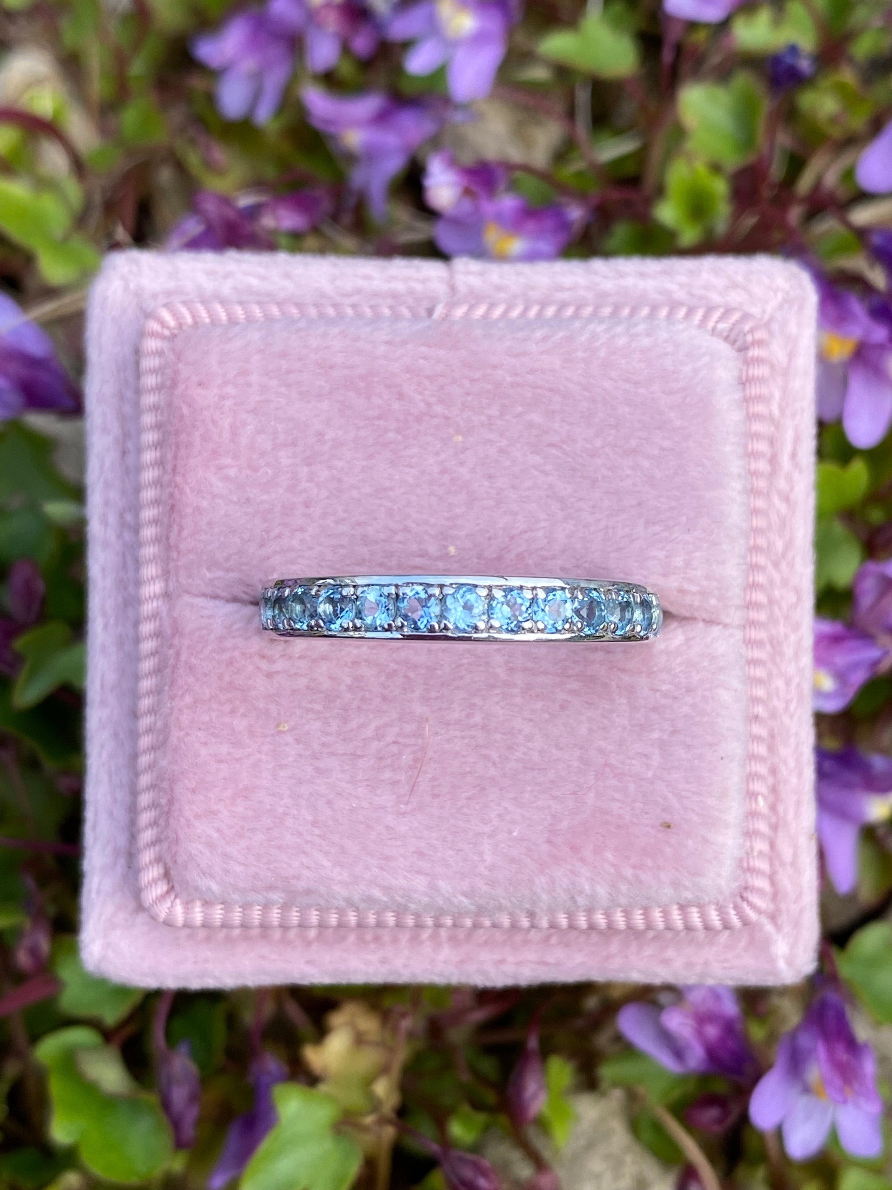0.50ctw Santa Maria Aquamarine Eternity Stacking Ring