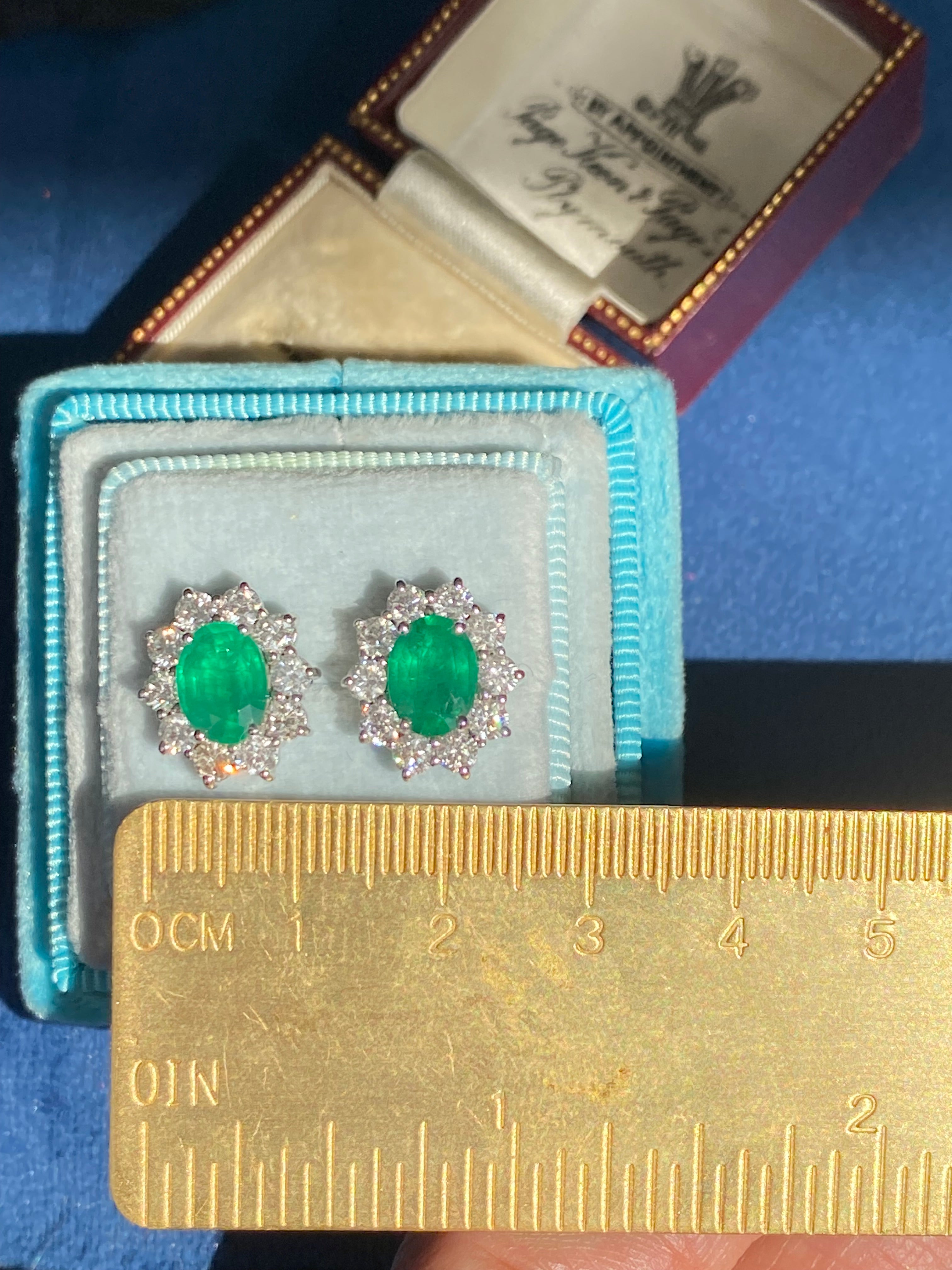 Extraordinary 3.65 CTW Emerald Earrings in 18ct White Gold