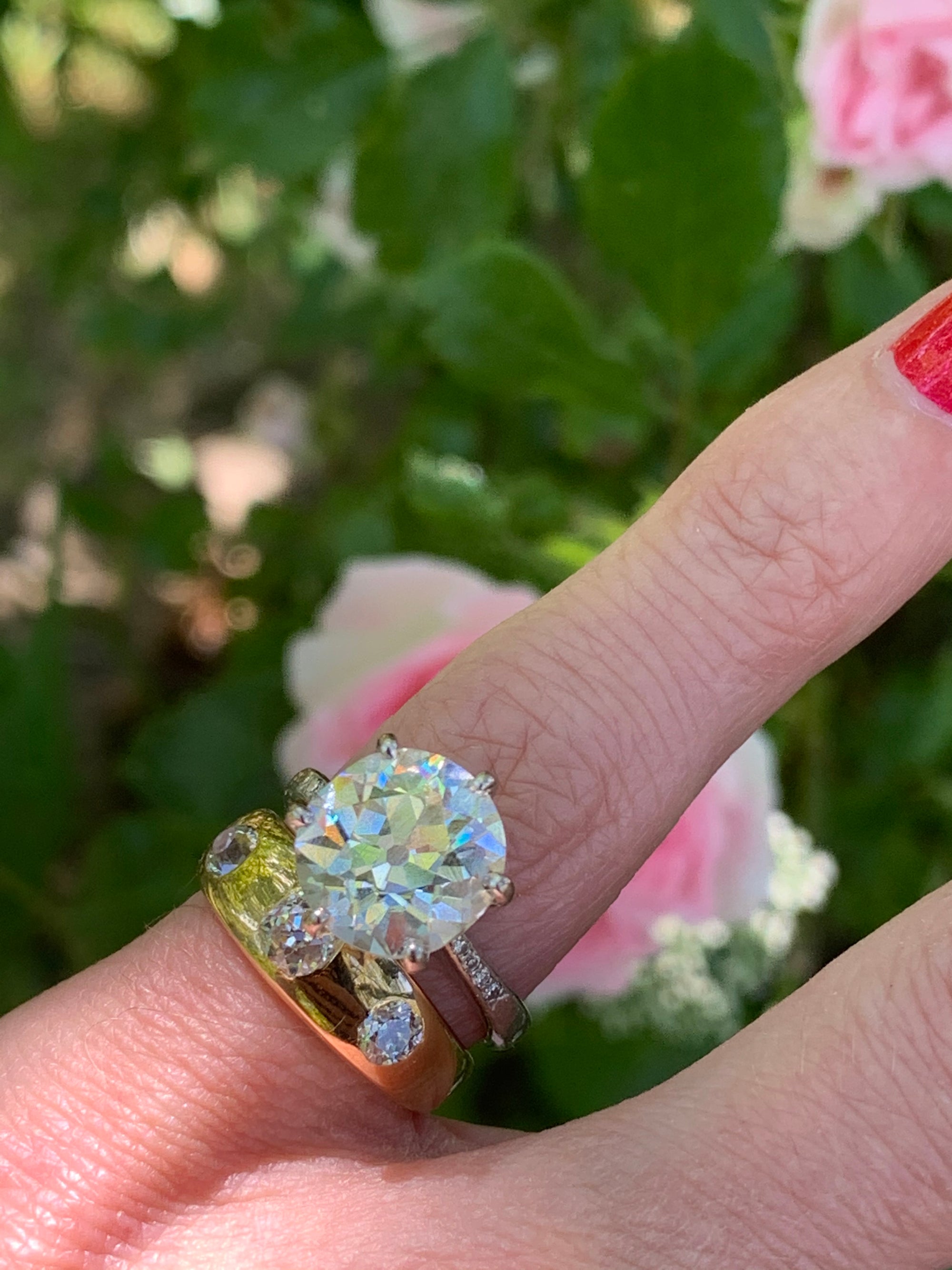 Heritage 1.00 CTW + Old Cut Lab Grown Diamond Three Stone Trilogy Engagement Ring, at Least F Colour / VS Clarity