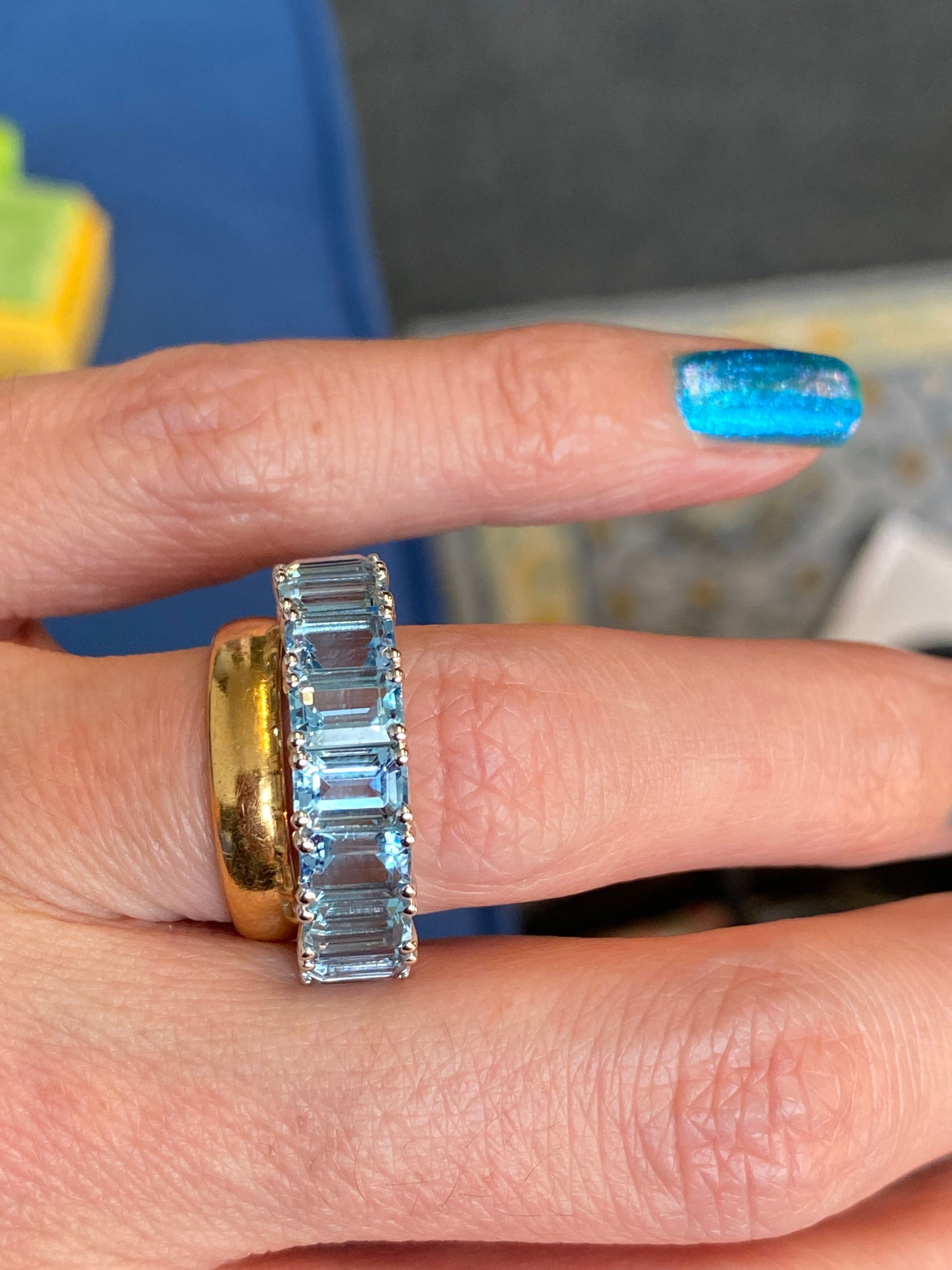 4.34 CTW Aquamarine Eternity Ring in 9ct White Gold