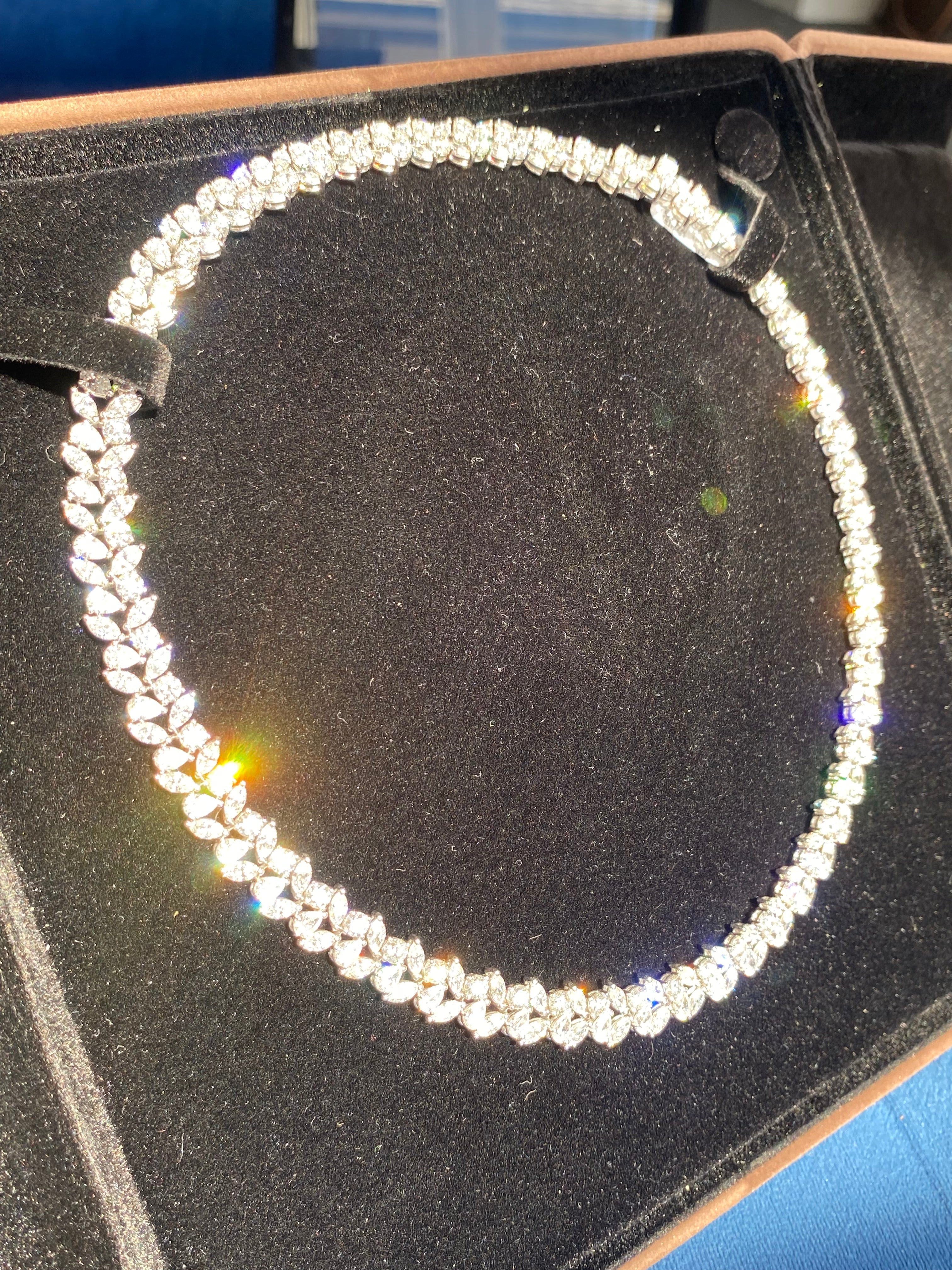 32.17 CTW Natural Diamond Necklace in 18ct White Gold
