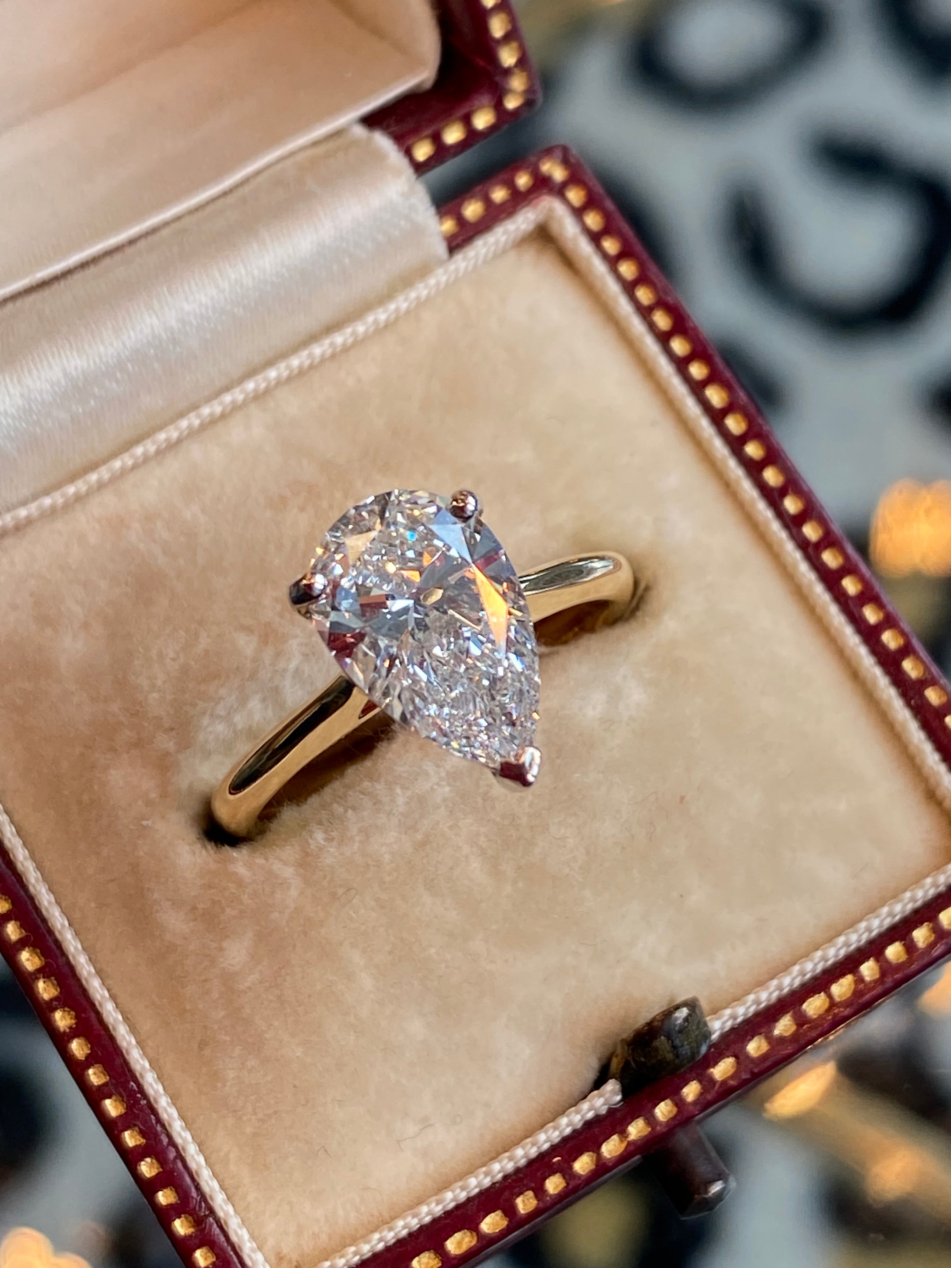 Heritage 2.00 CT + Lab Grown Pear Cut Diamond Solitaire Engagement Ring, at Least E Colour / VVS Clarity