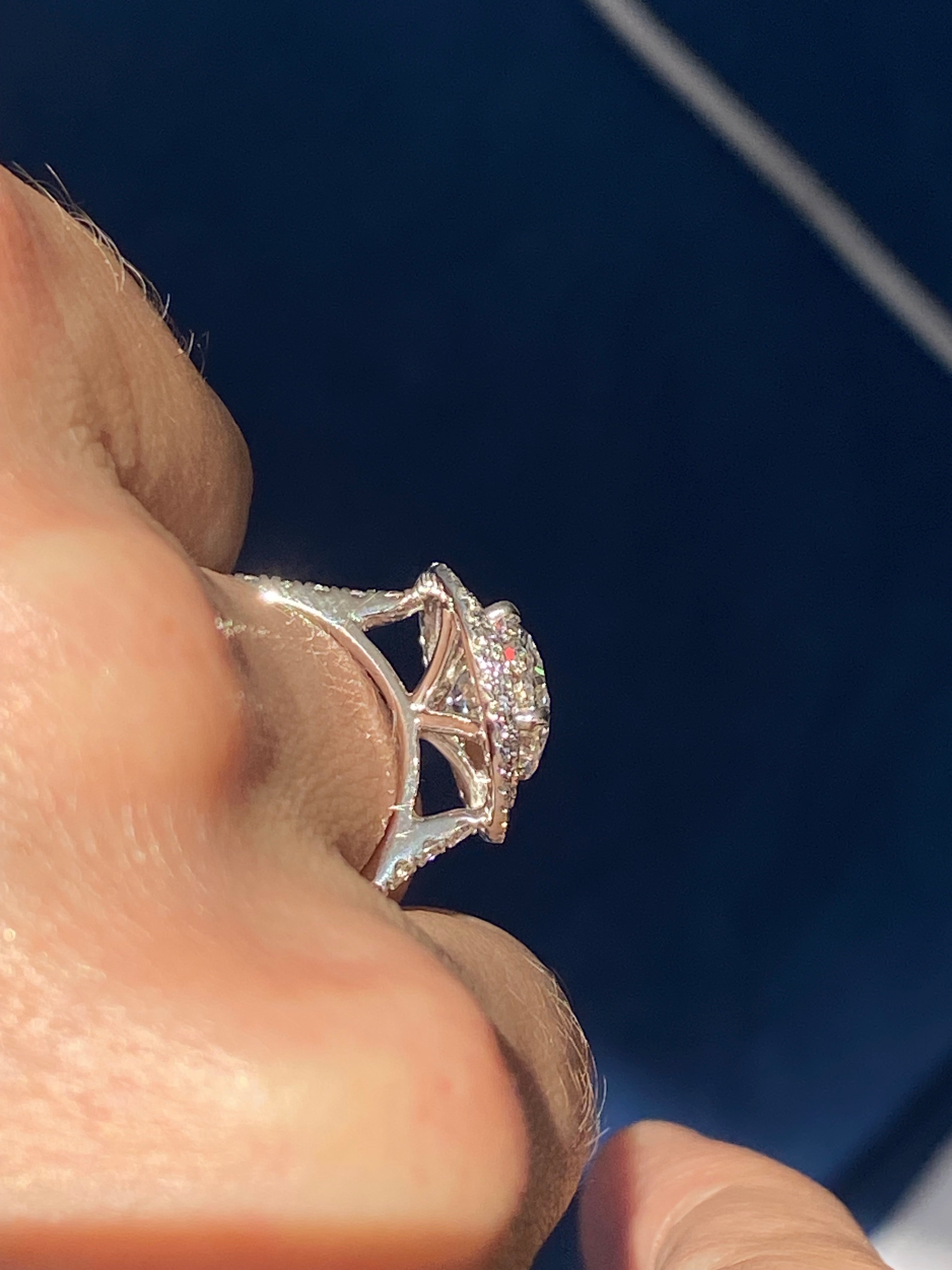 3.92 CTW Oval Cut Lab Diamond Double Halo Engagement Ring in Platinum