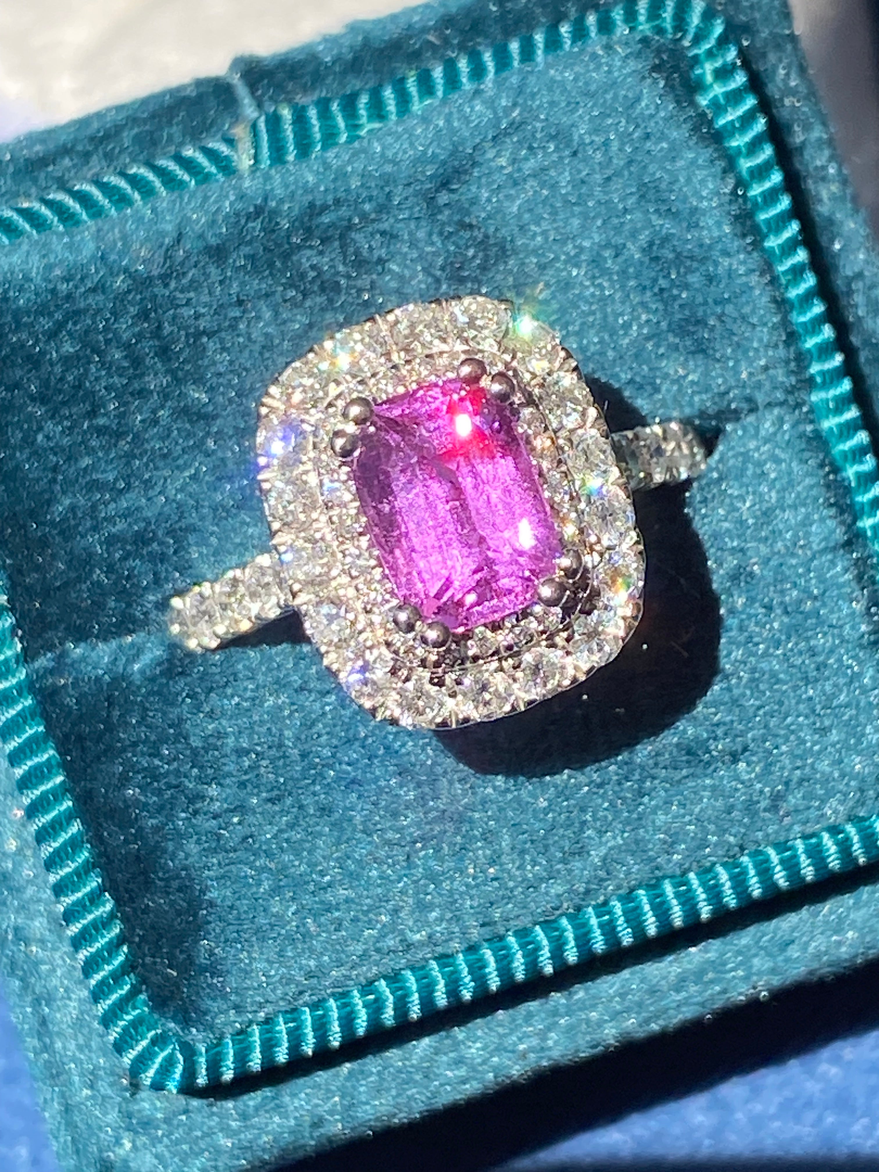 1.95 Carat Purple Sapphire and 0.97ctw Natural Diamond Halo Ring in Platinum