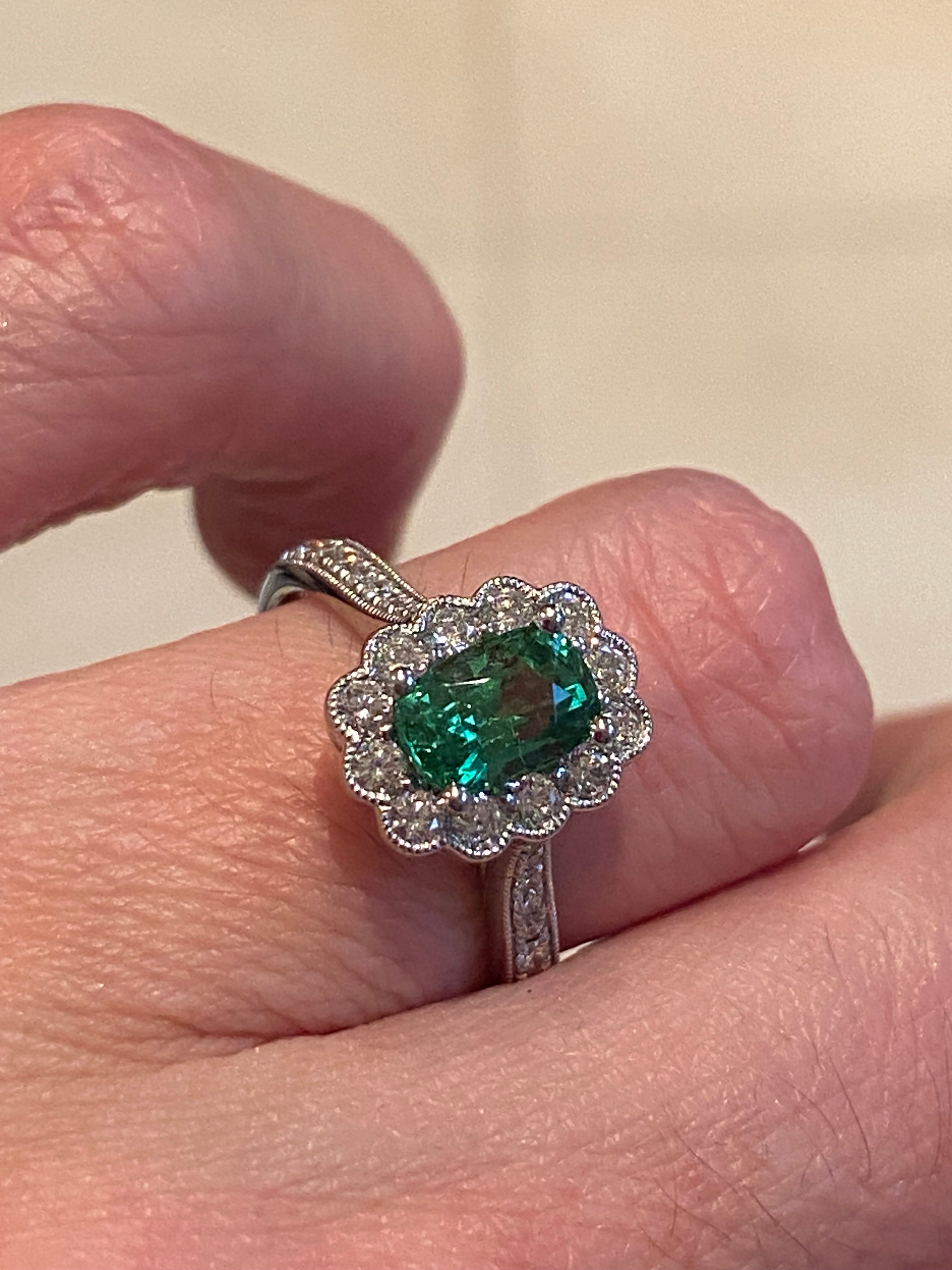 1.75 CTW Tsavorite Garnet and Natural Diamond Halo Ring in Platinum