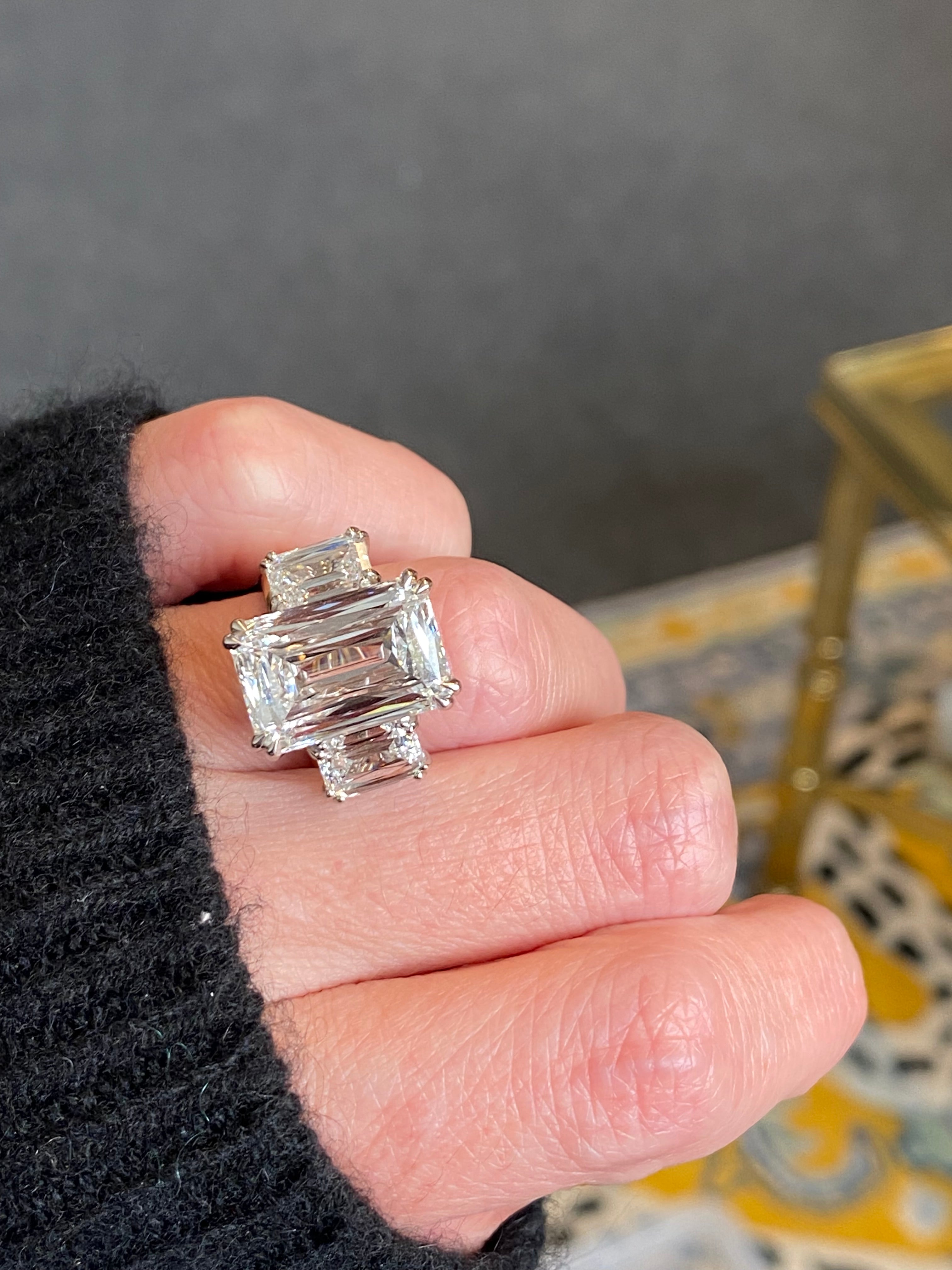 14.24 CTW Ashoka Cut Lab Diamond Three Stone Engagement Ring in Platinum