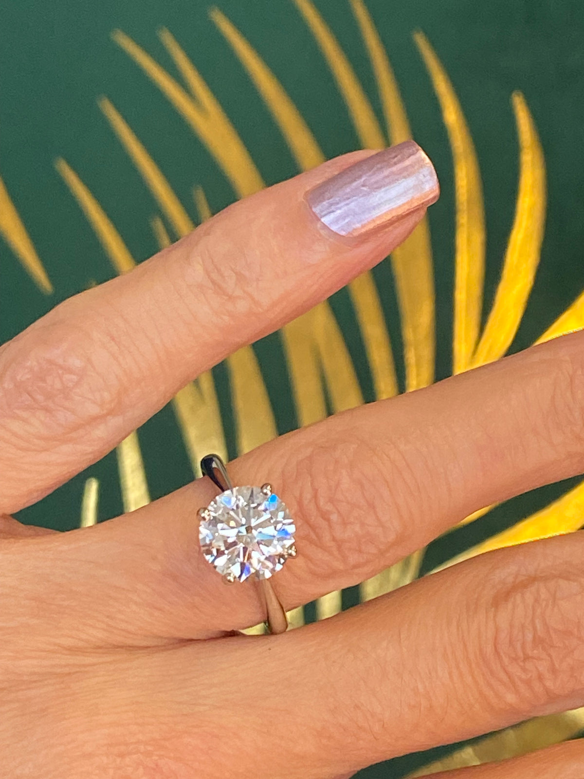 3.03 Carat Round Cut D Colour Lab Diamond Solitaire Engagement Ring in Platinum