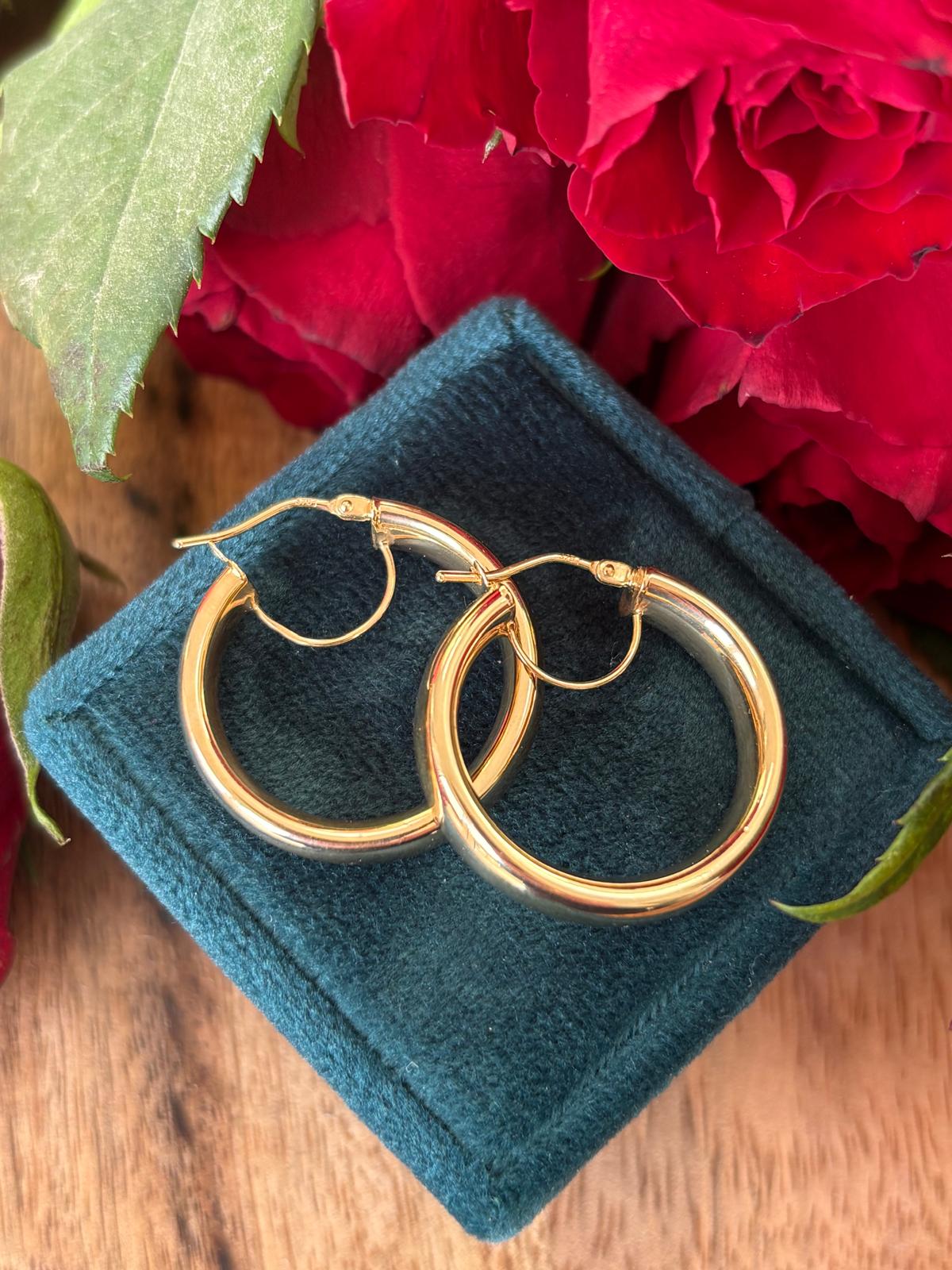 Wide Hoop Earrings in 9ct Yellow Gold
