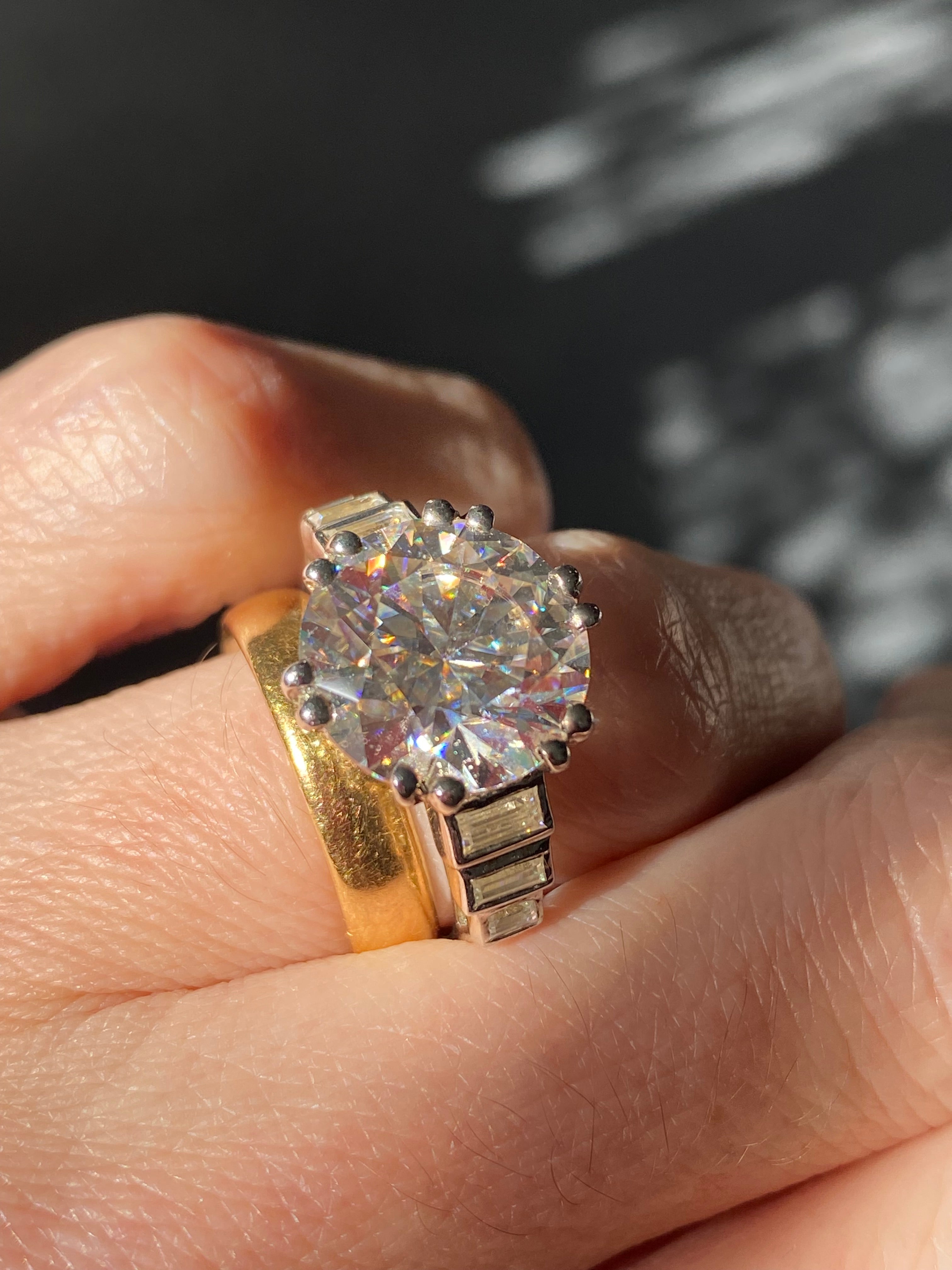 6.45 CTW Round Brilliant Cut Moissanite Solitaire Engagement Ring in Sterling Silver