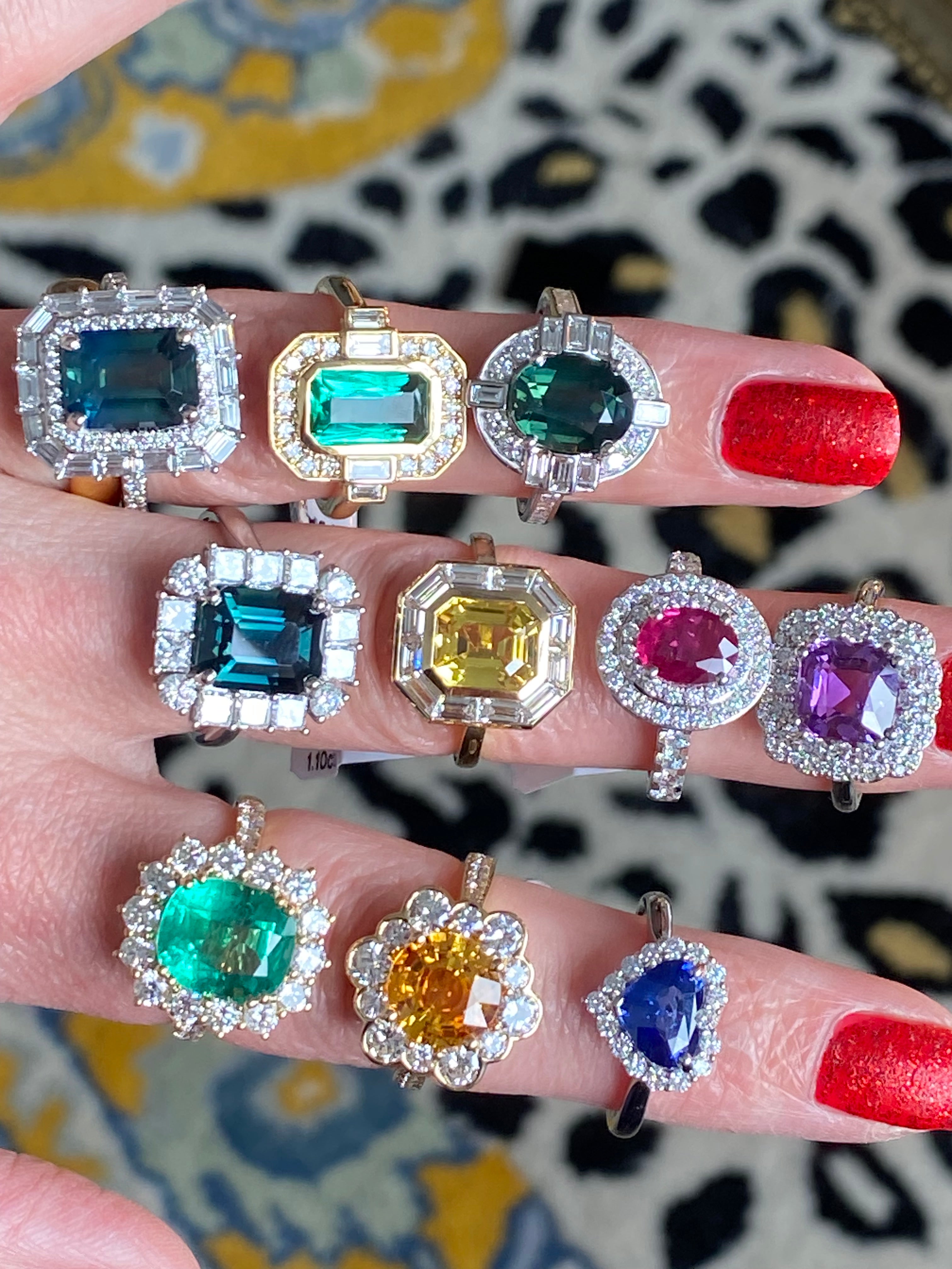 5.61 CTW Ceylon Teal Sapphire and Natural Diamond Ring in Platinum