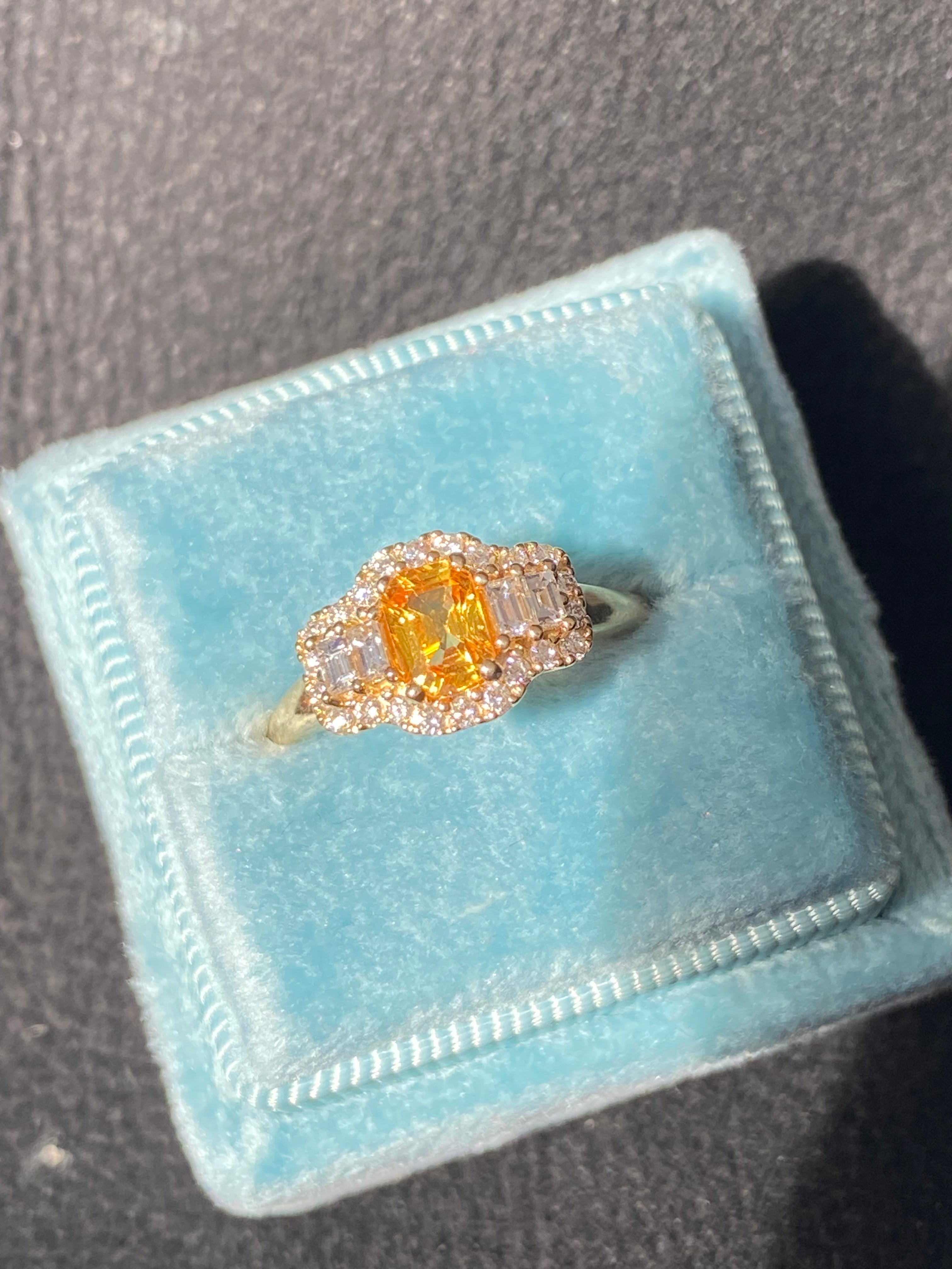 2.59 CTW Radiant Cut Yellow Sapphire and Natural Diamond Ring in 18ct Yellow Gold