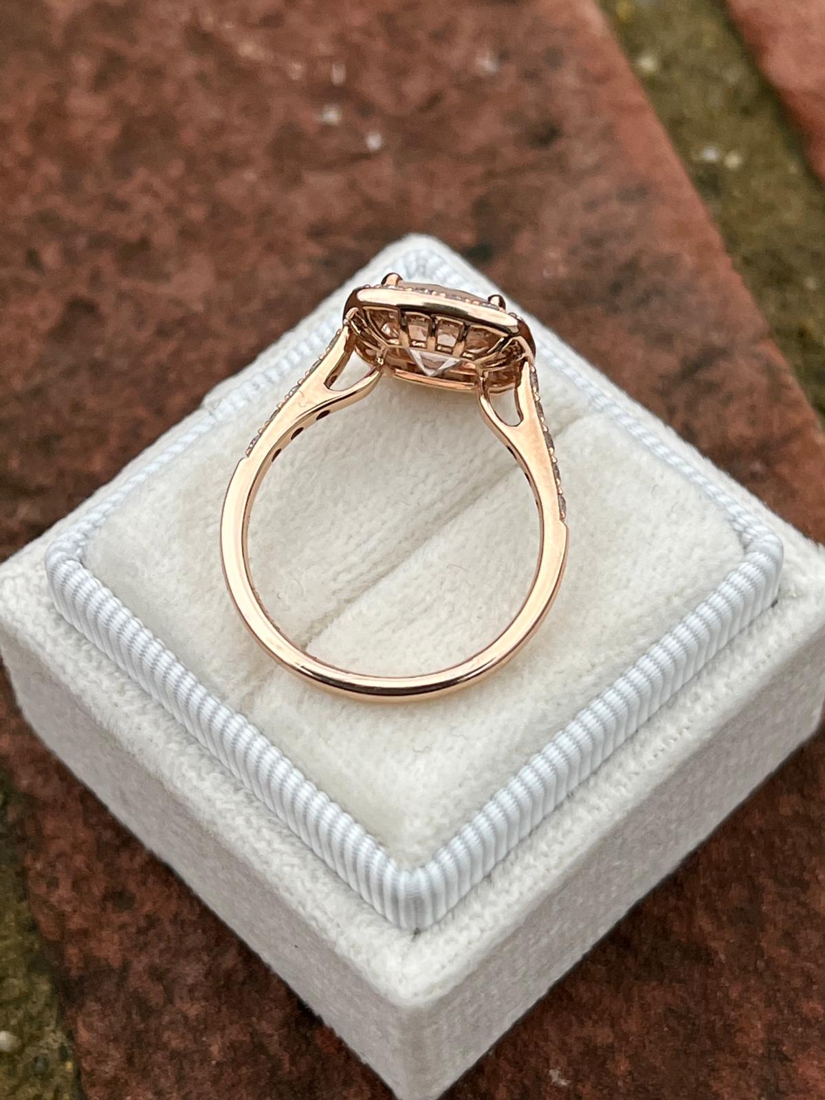 1.63 Carat Morganite and Natural Diamond Ring in 18ct Rose Gold