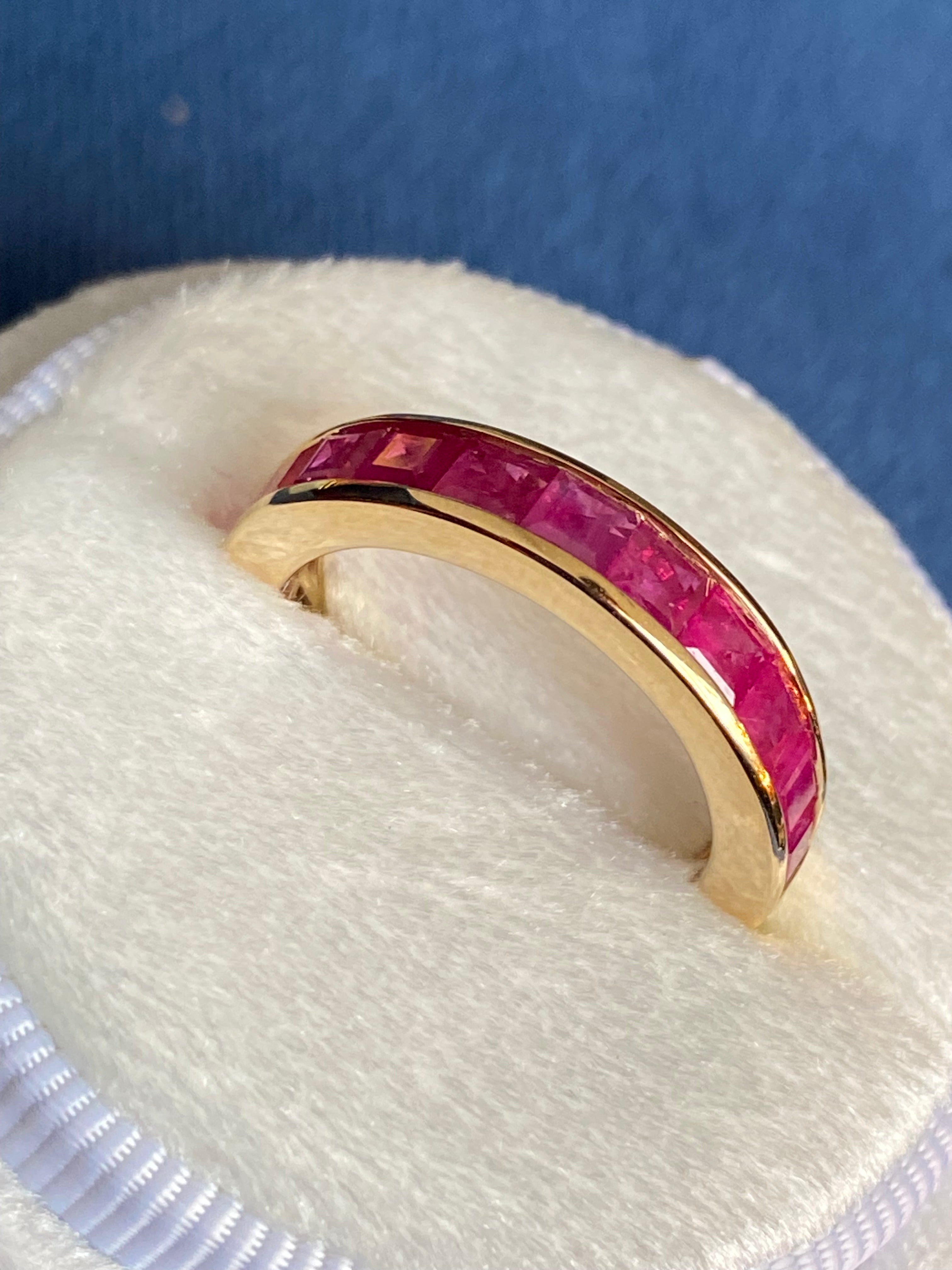 2.03ctw Princess Cut Channel Set Ruby in 9ct Yellow Gold