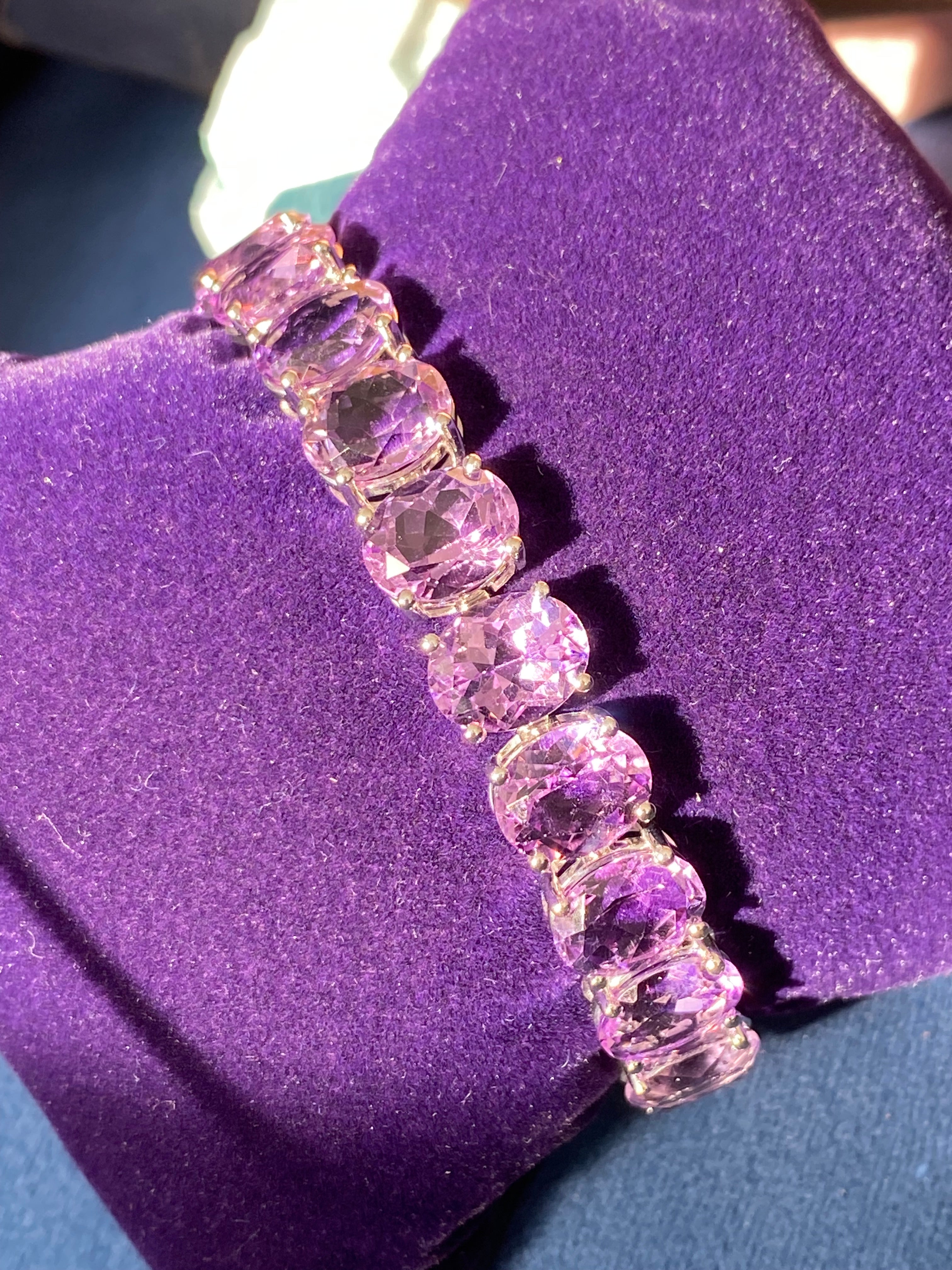 50.64 CTW Oval Cut Amethyst Line Tennis Bracelet in 9ct White Gold