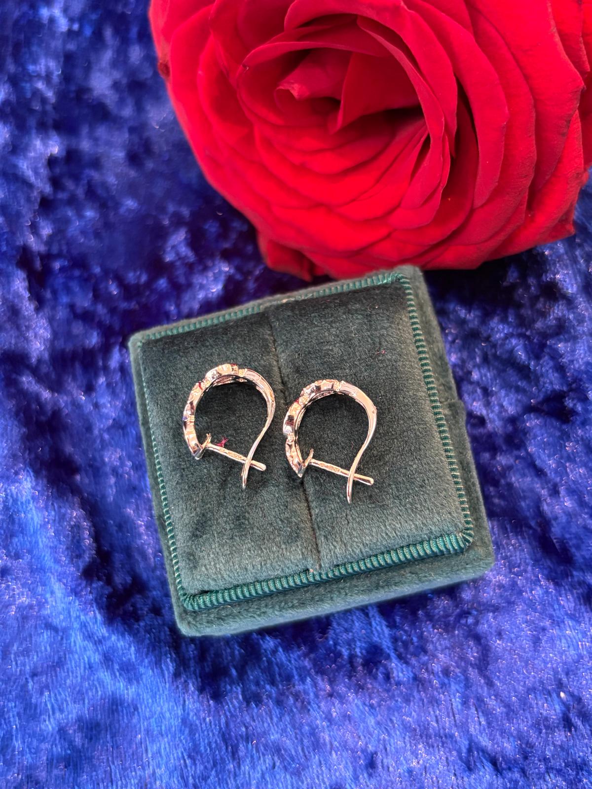 0.38 CTW Natural Diamond Unique Statement Hoop Earrings in 18ct White Gold