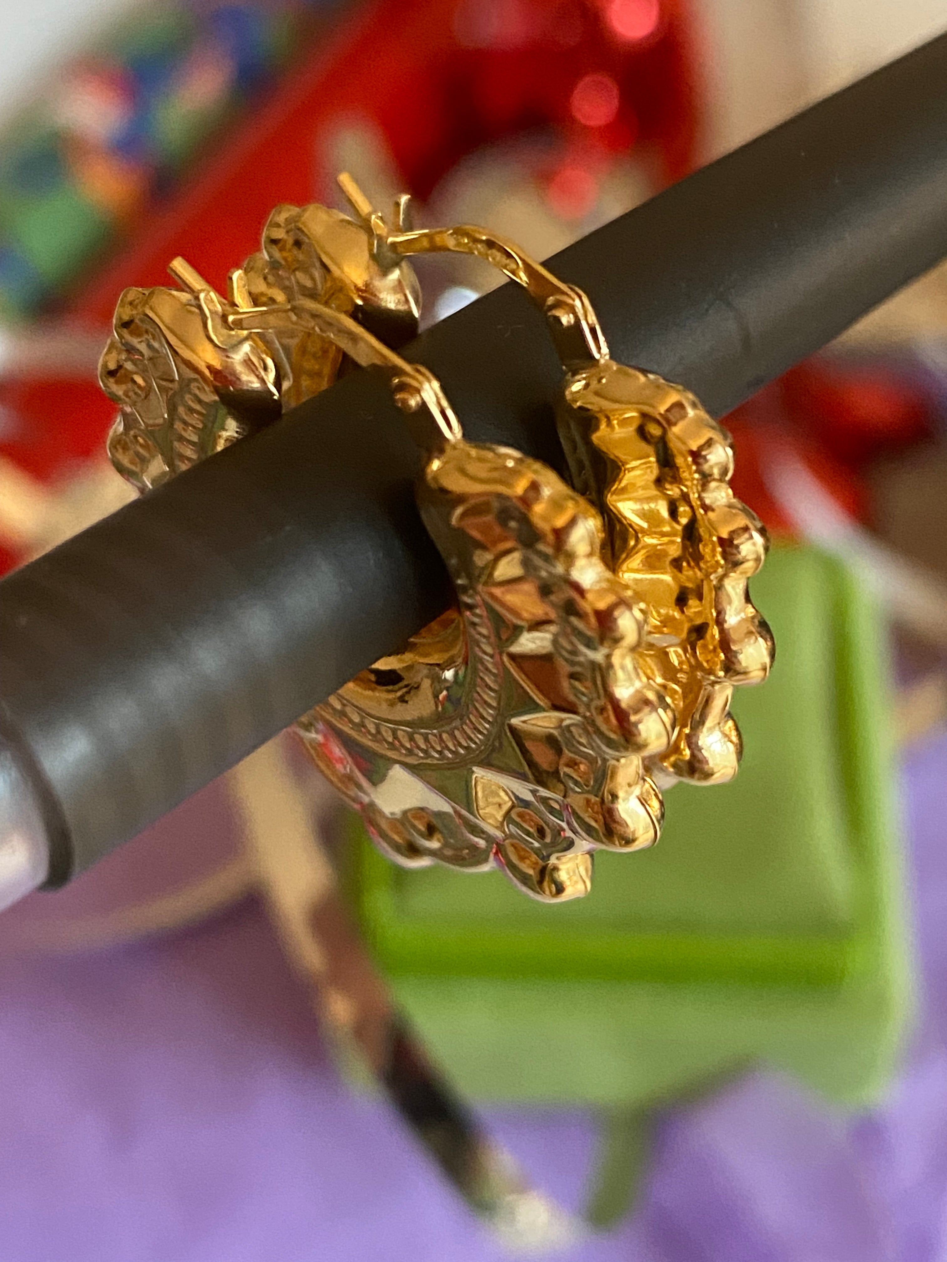 Fabulous Vintage Inspired Creole Hoop Earrings in 9ct Yellow Gold