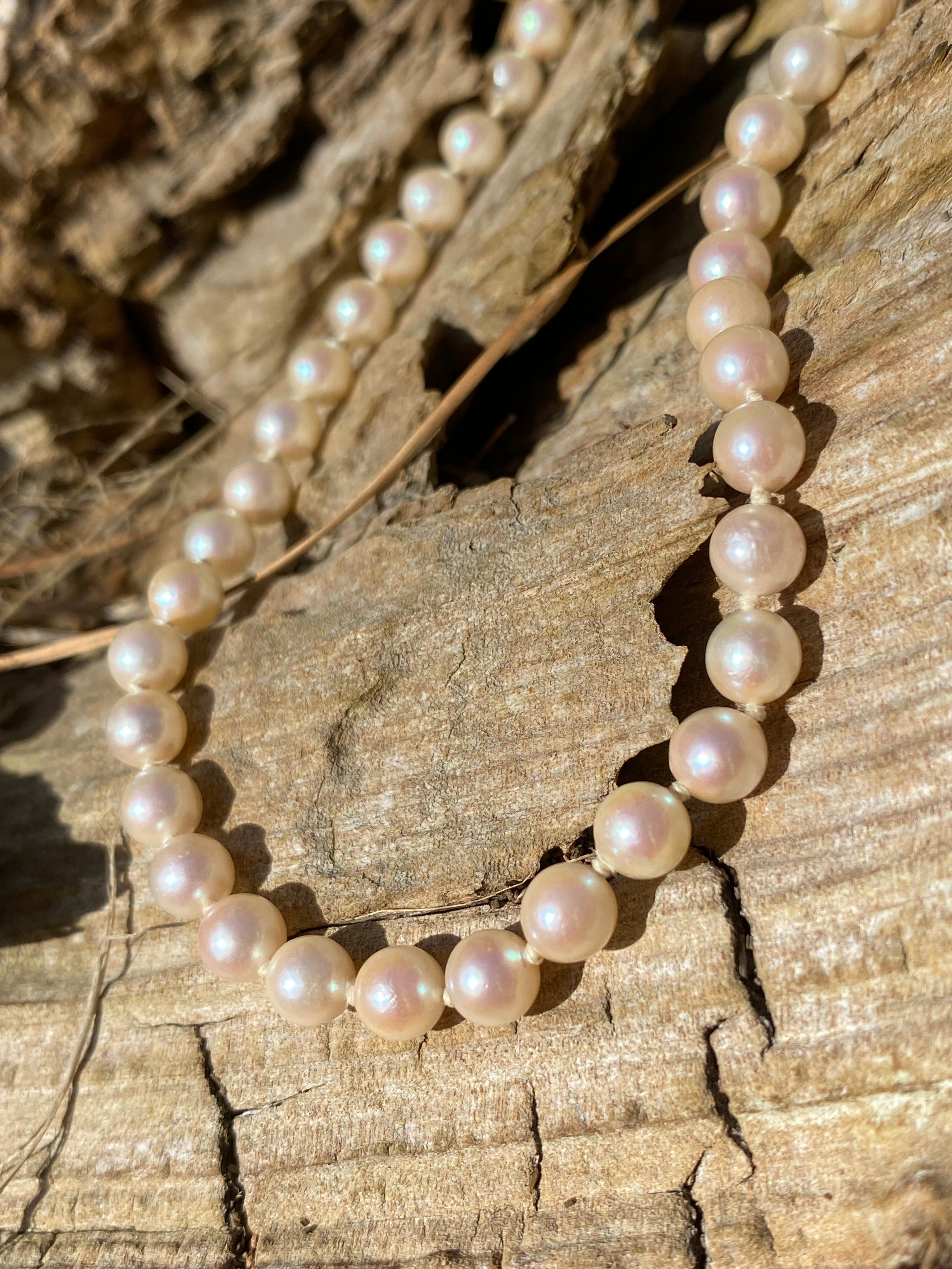 Vintage Cultured Akoya Pearl Necklace with 9ct Gold Clasp