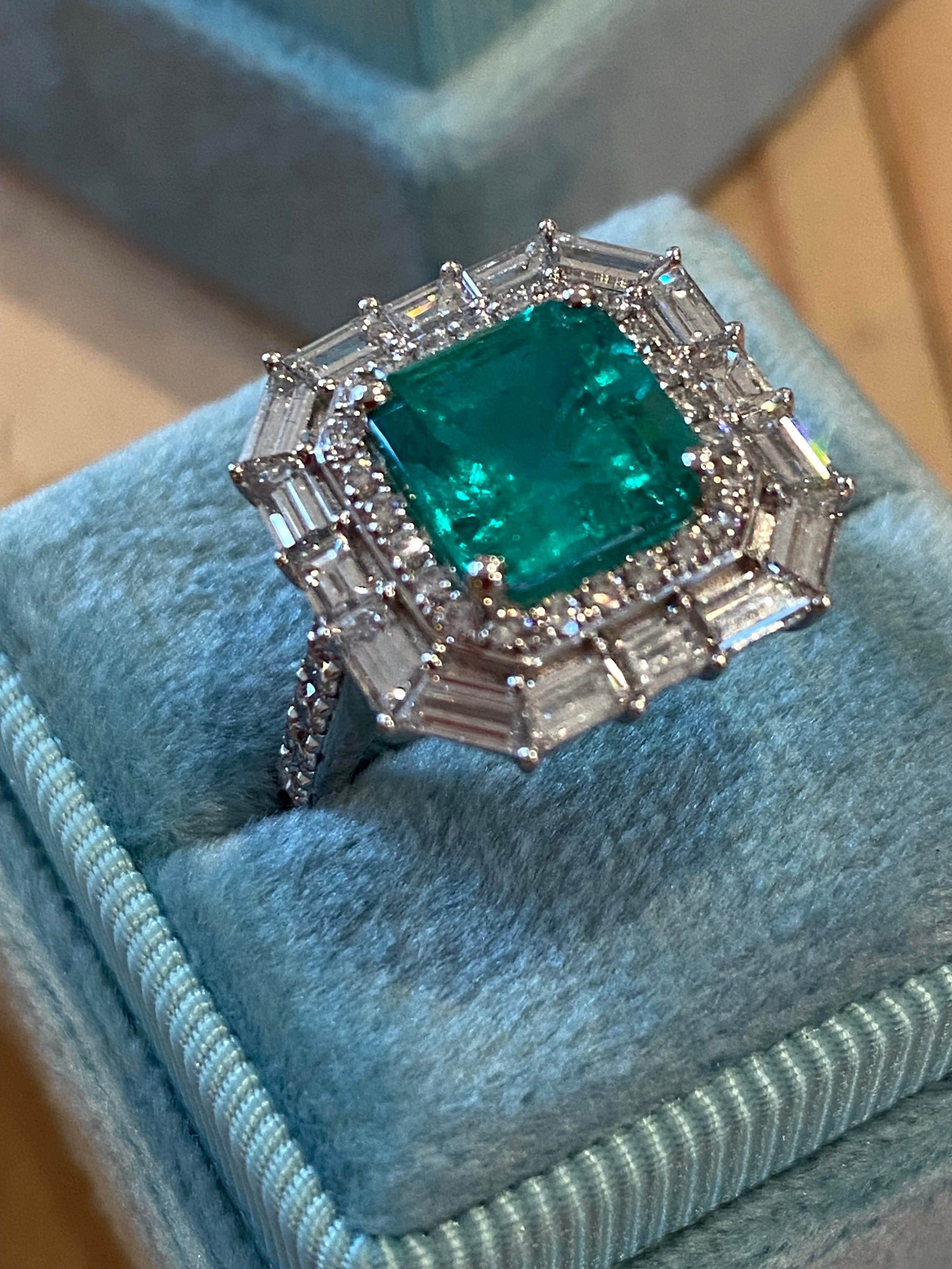 Masterpiece 2.34 Carat Colombian Emerald and 1.67ctw Natural Diamond Ring in Platinum