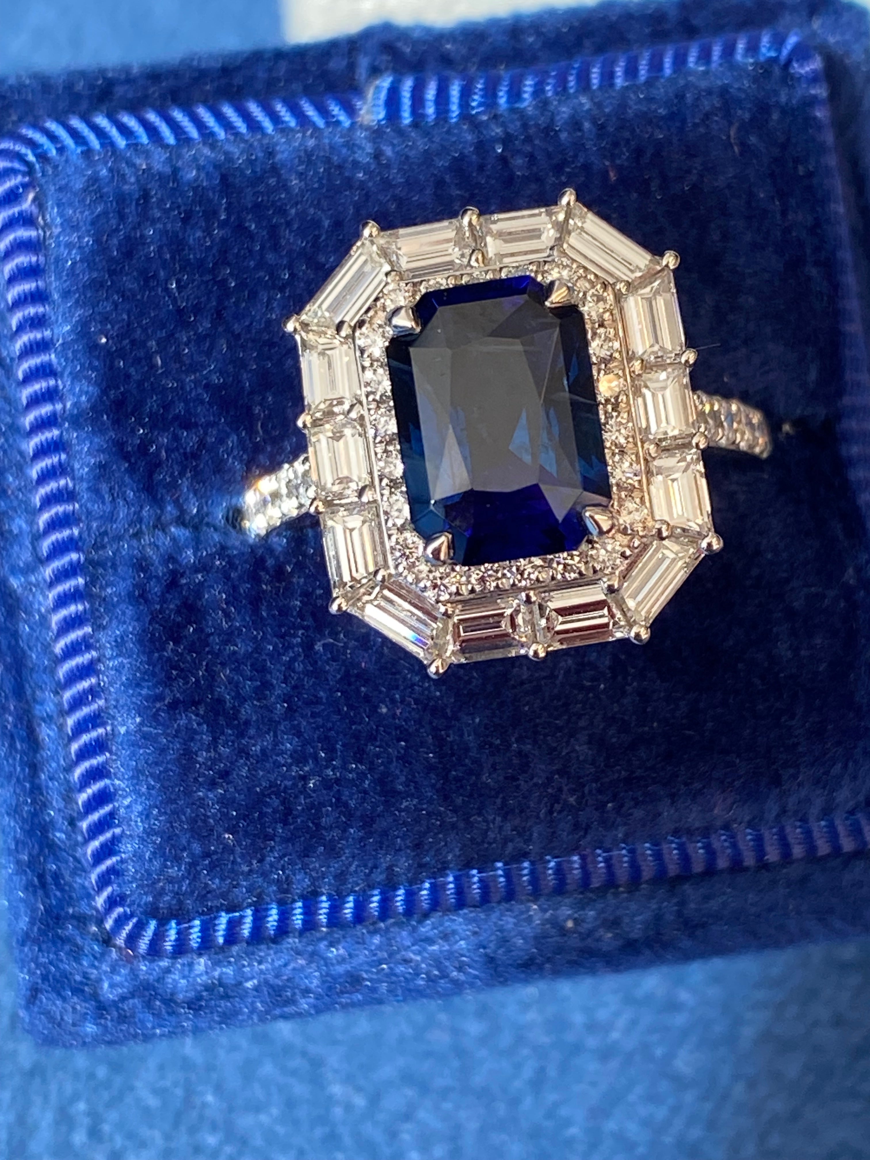 4.58 CTW Ceylon Sapphire and Natural Diamond Ring in Platinum