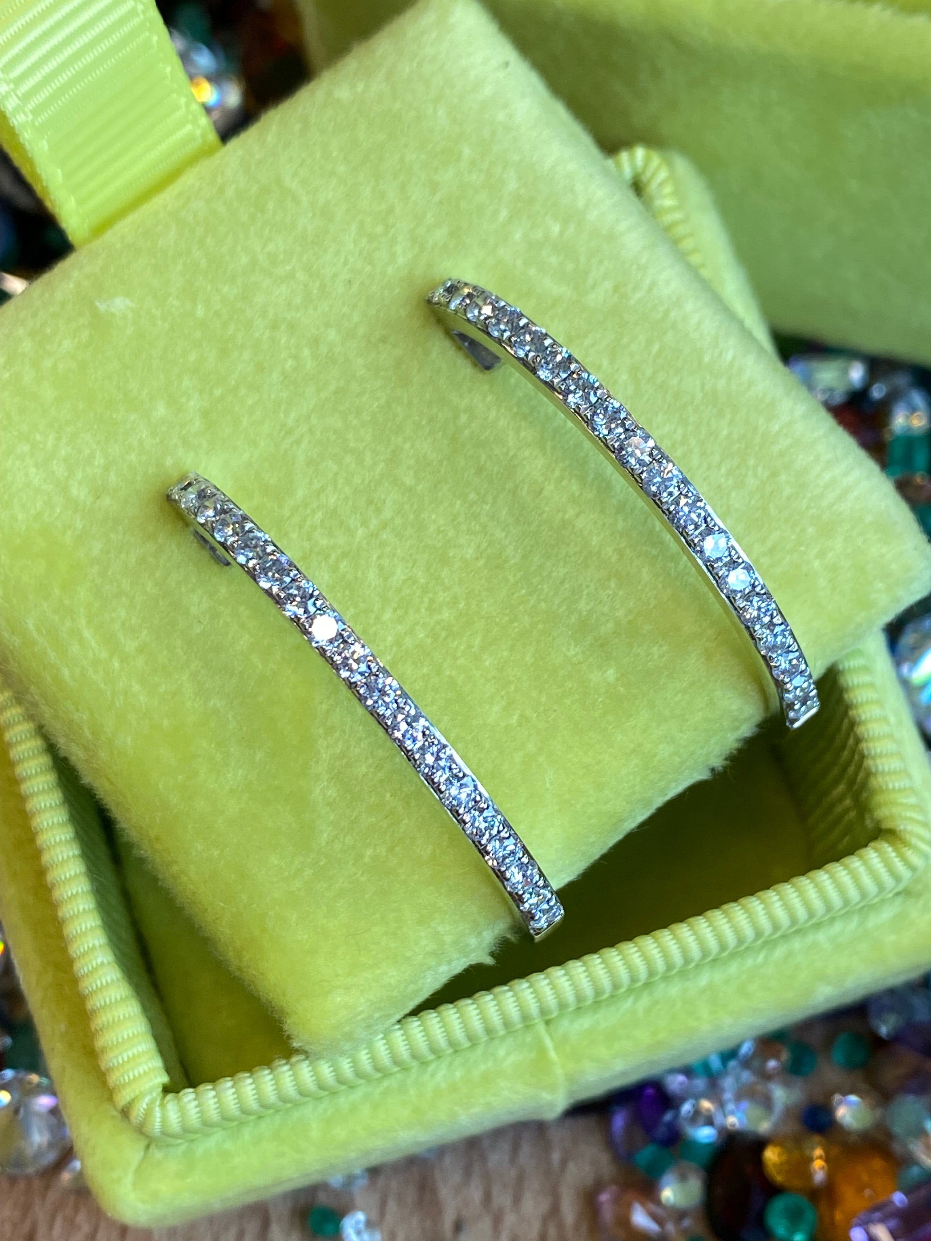 1.54 CTW Natural Diamond Hoop Earrings in 18ct White Gold