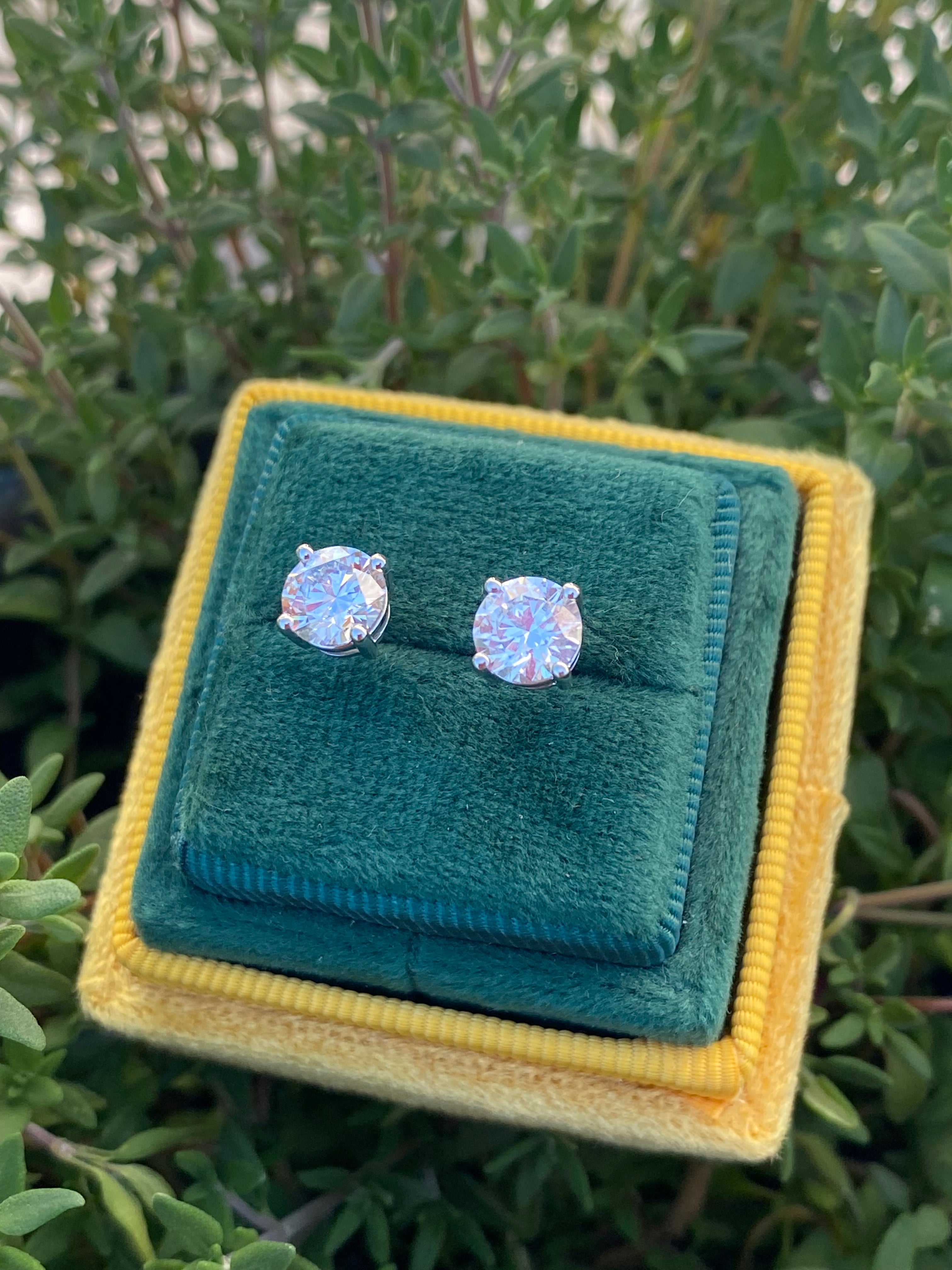 2.00 CTW + Lab Grown Diamond Solitaire Stud Earrings, at Least E Colour / VS Clarity