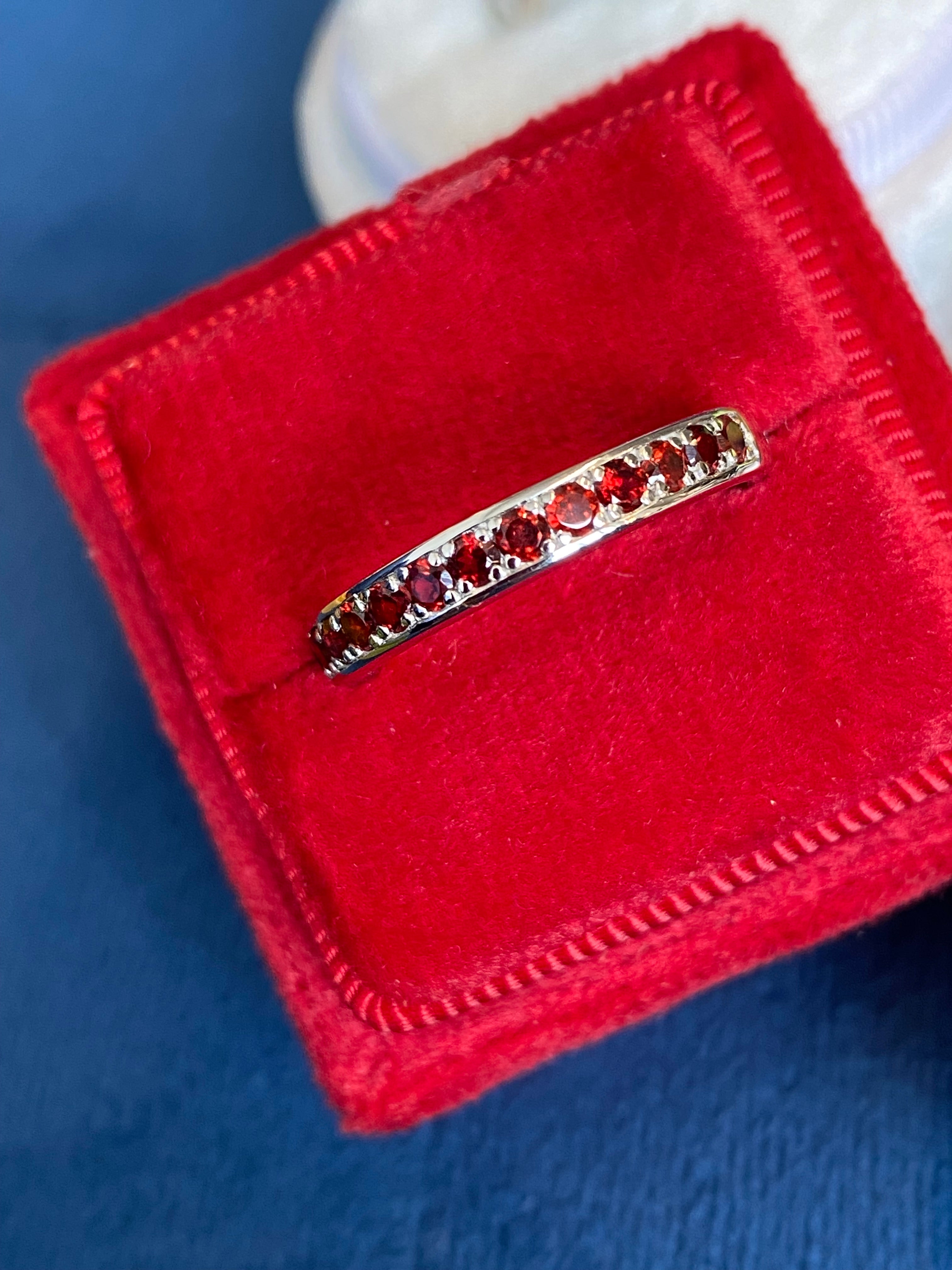 0.50ctw Red Garnet Eternity Stacking Ring in Sterling Silver