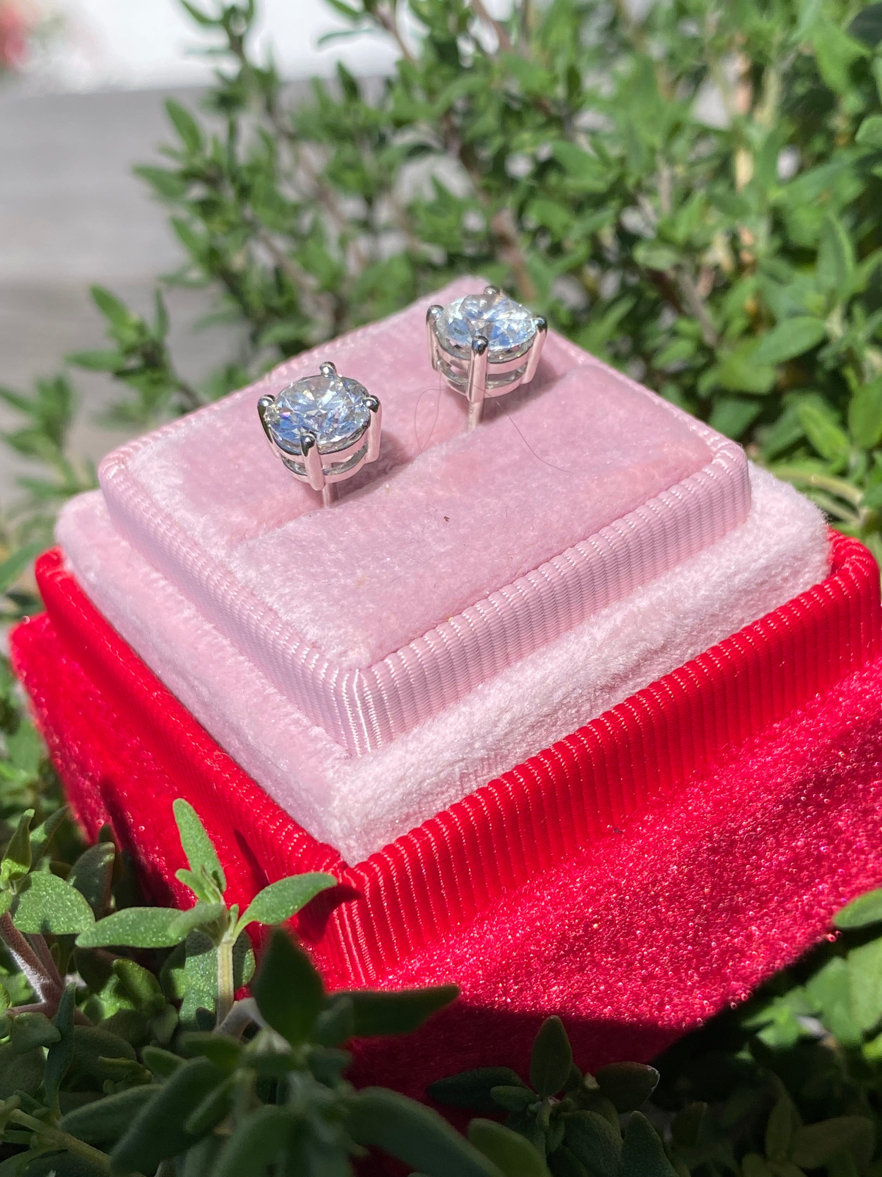 2.00 CTW + Lab Grown Diamond Solitaire Stud Earrings, at Least E Colour / VS Clarity