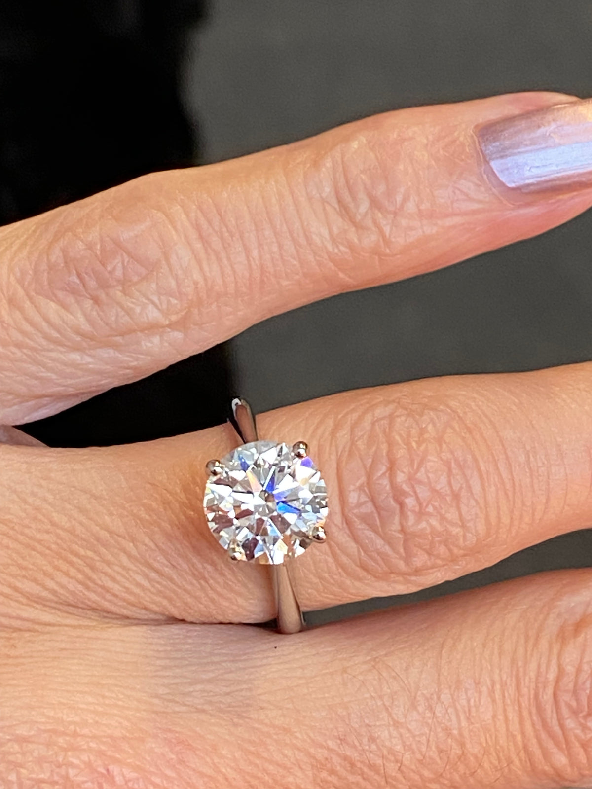 3.03 Carat Round Cut D Colour Lab Diamond Solitaire Engagement Ring in Platinum