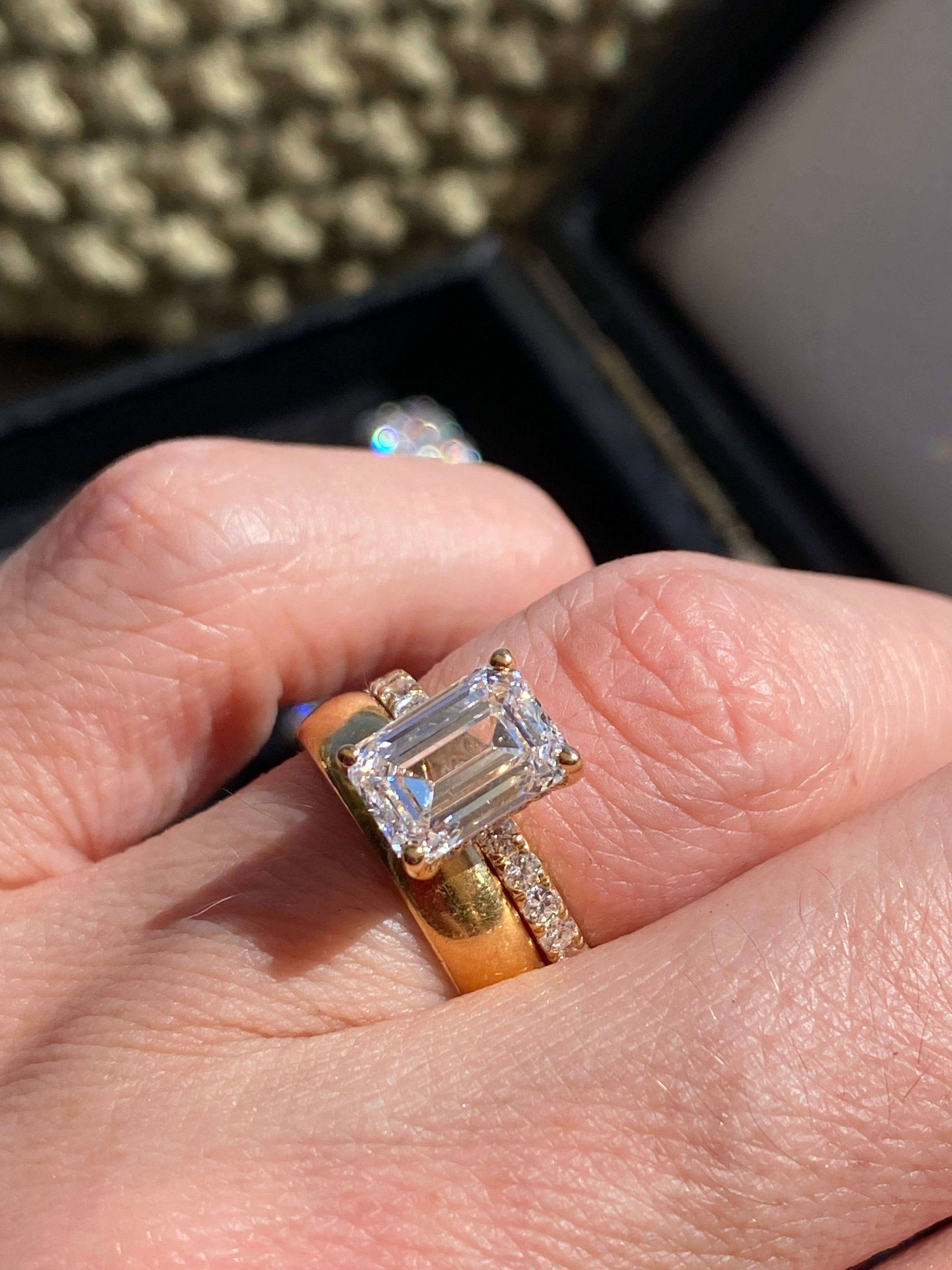 2.50 Carat Emerald Cut Lab Diamond Solitaire Engagement Ring in 18ct Yellow Gold
