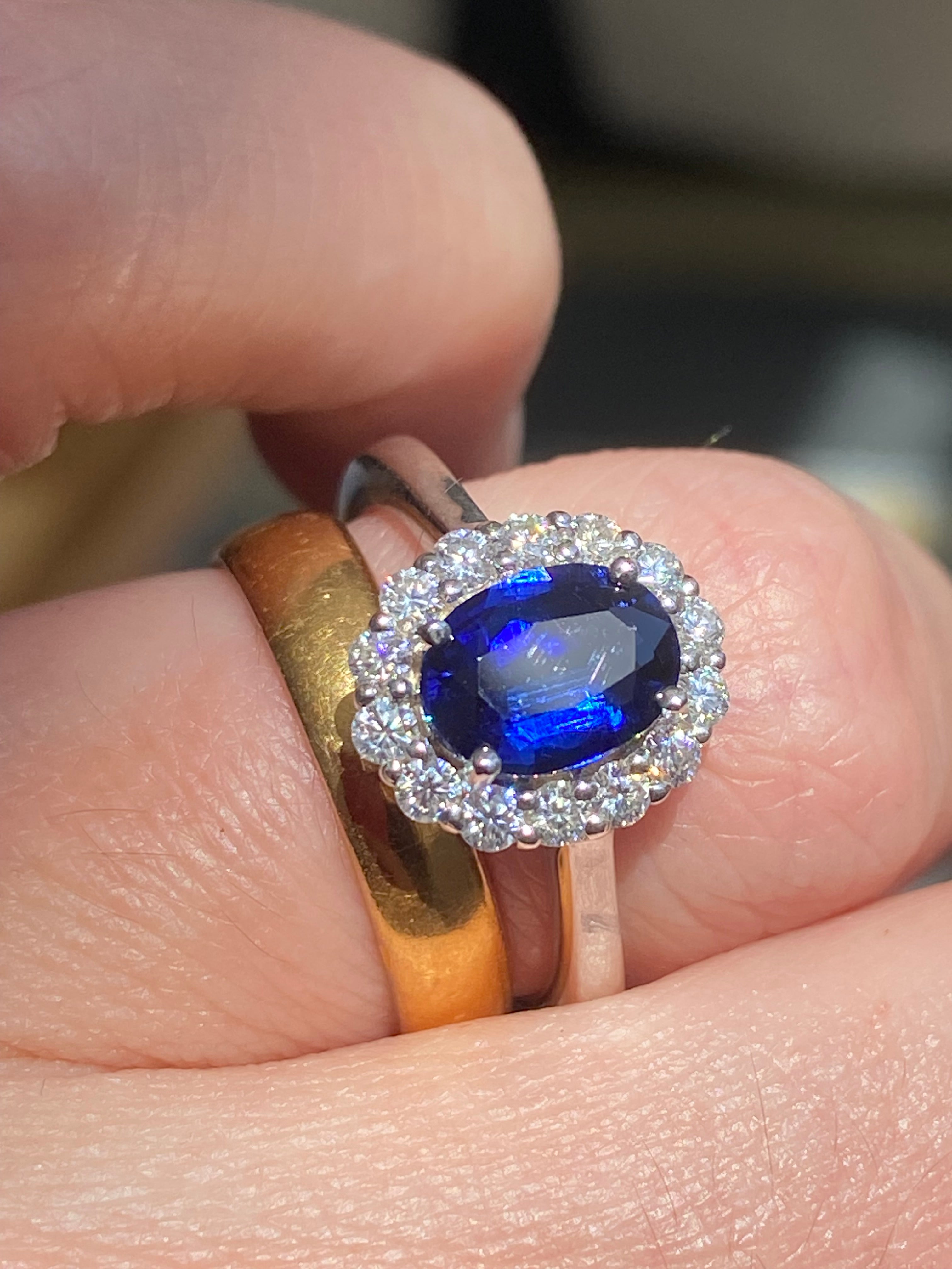 2.00 CTW Oval Cut Kyanite Moissanite Halo Ring in Sterling Silver