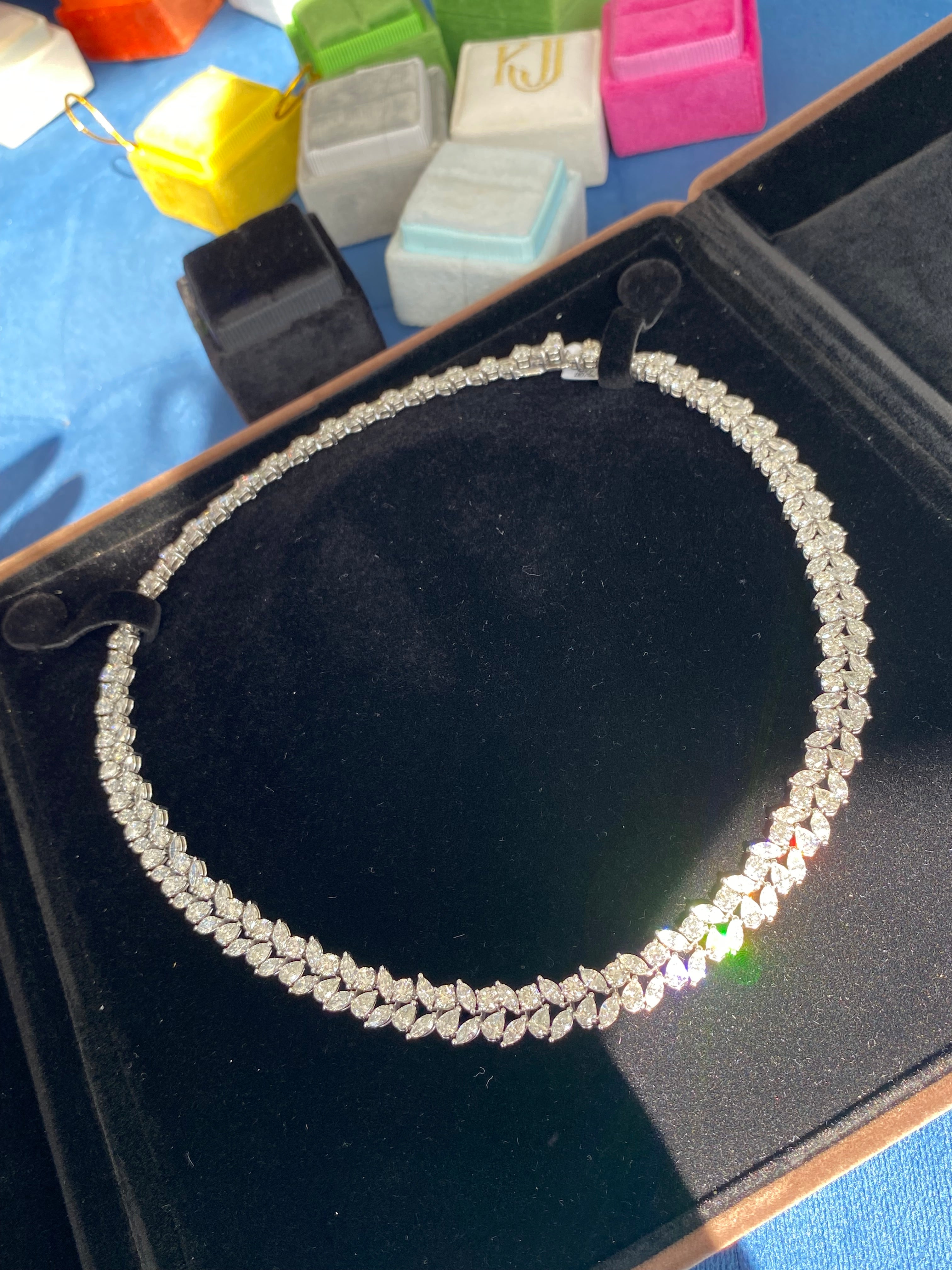 32.17 CTW Natural Diamond Necklace in 18ct White Gold