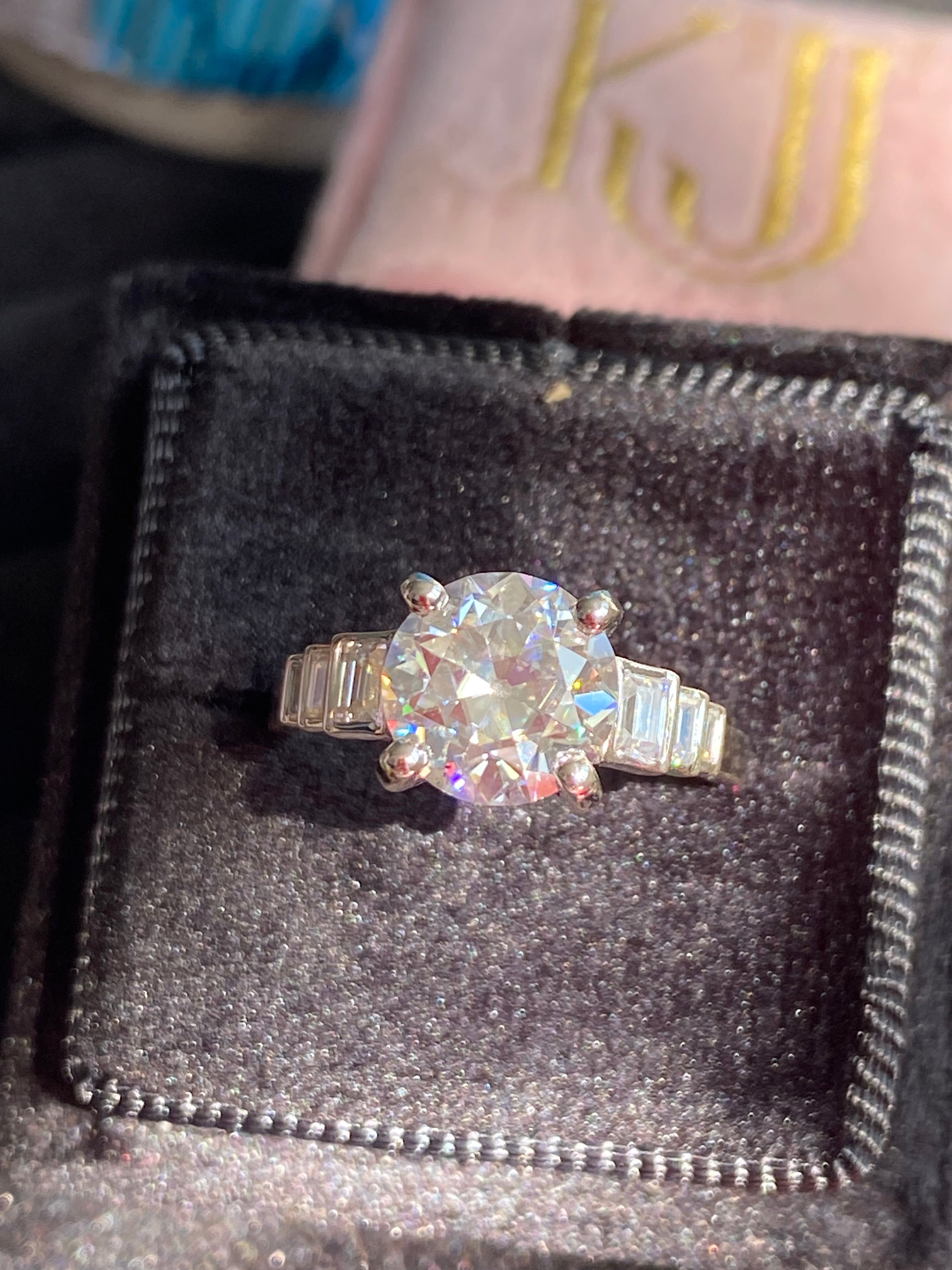 3.00 CTW Moissanite Art Deco Style Engagement Ring