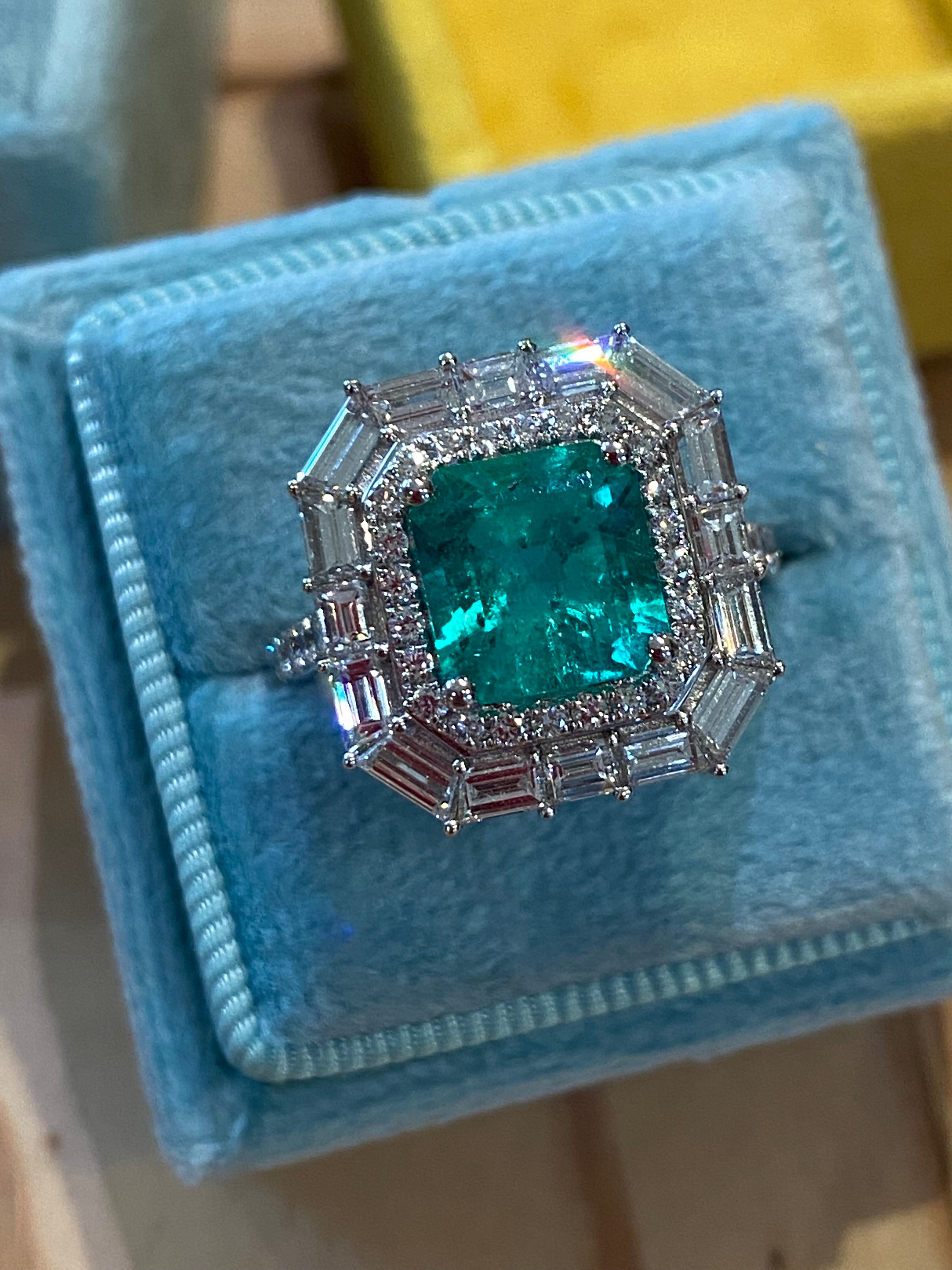 Masterpiece 2.34 Carat Colombian Emerald and 1.67ctw Natural Diamond Ring in Platinum