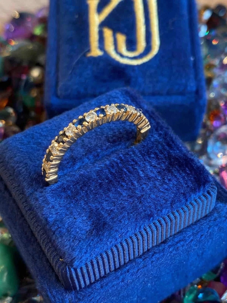 0.47ctw Natural Sapphire and Natural Diamond Eternity Stacking Ring in 9ct Yellow Gold