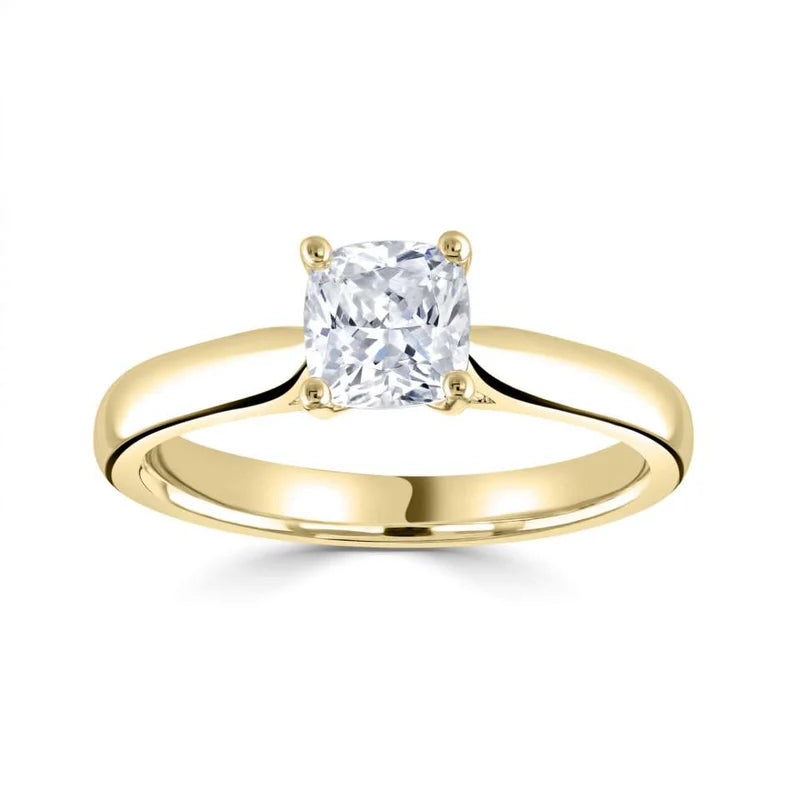1.00 CT + Cushion Cut Lab Grown Diamond Solitaire Engagement Ring, at Least F Colour / VVS Clarity