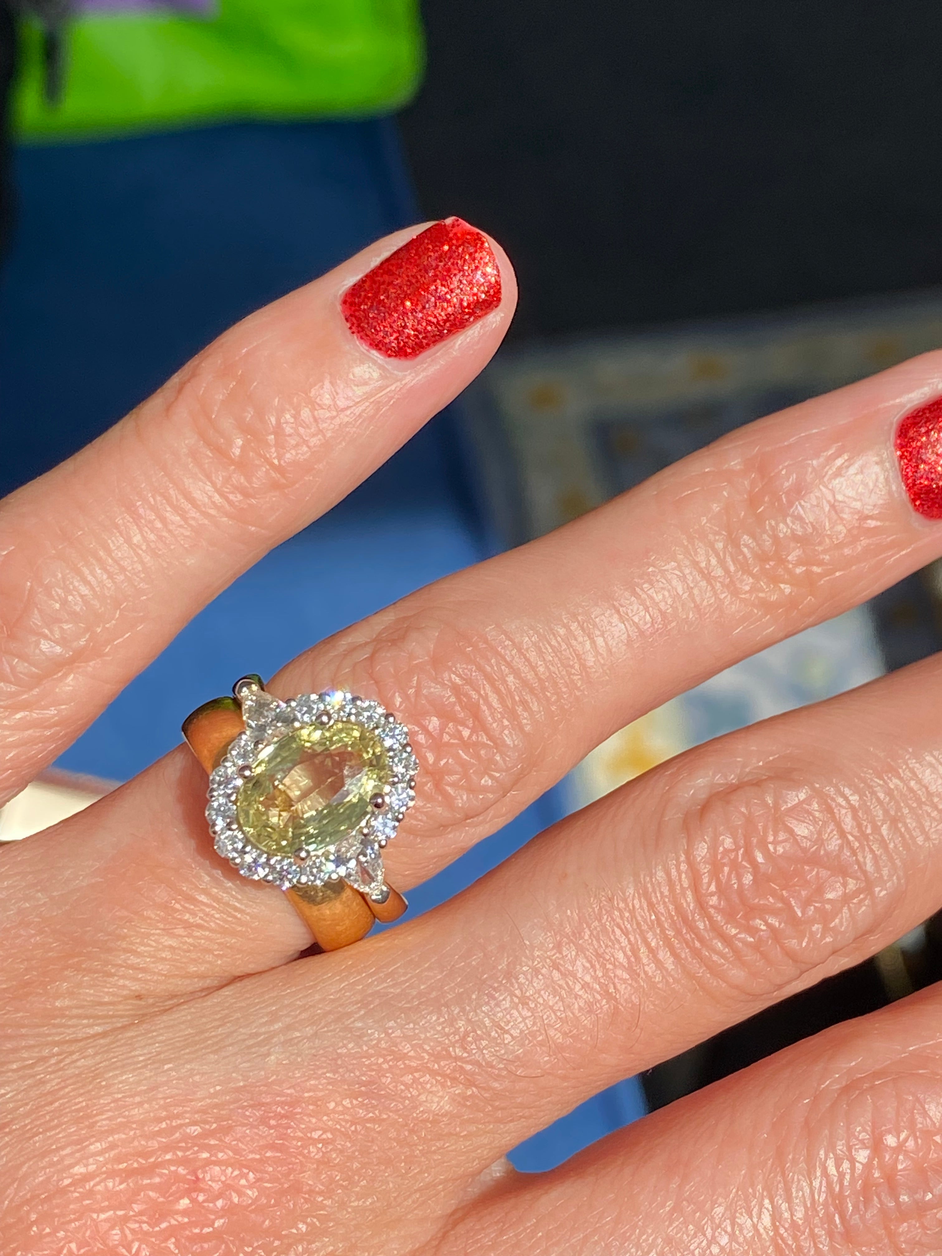 3.73 CTW Yellow Sapphire and Natural Diamond Ring in Platinum and 18ct Yellow Gold