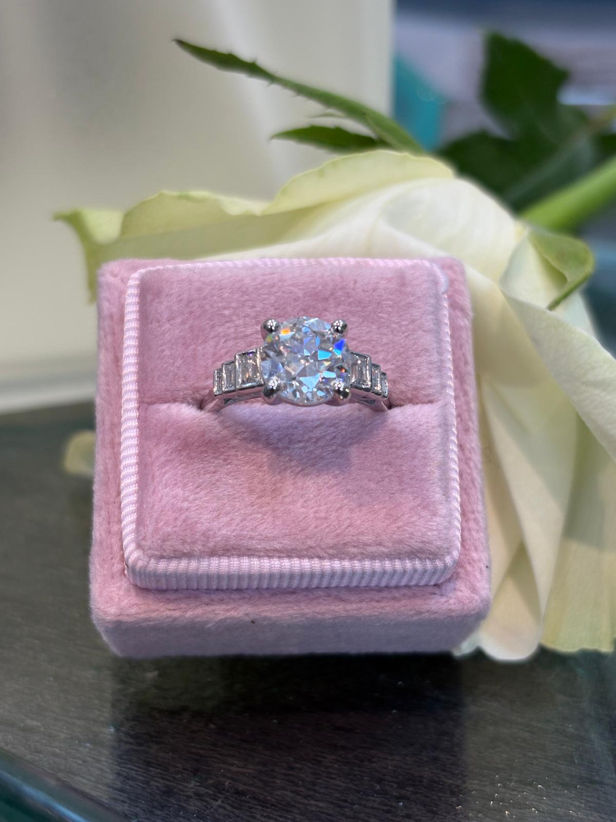 3.00 CTW Moissanite Art Deco Style Engagement Ring