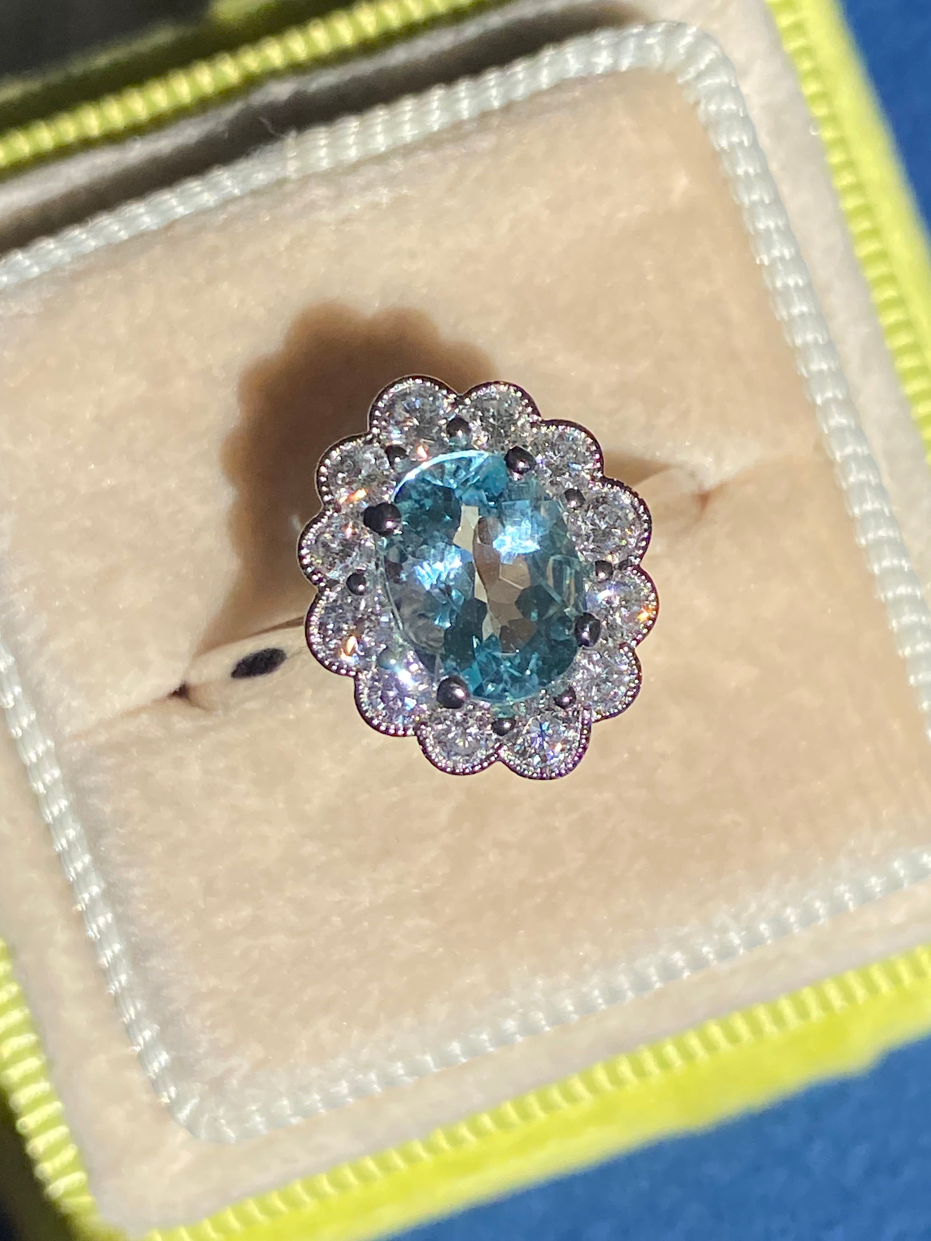 1.63 CTW Aquamarine and Diamond Ring in Platinum