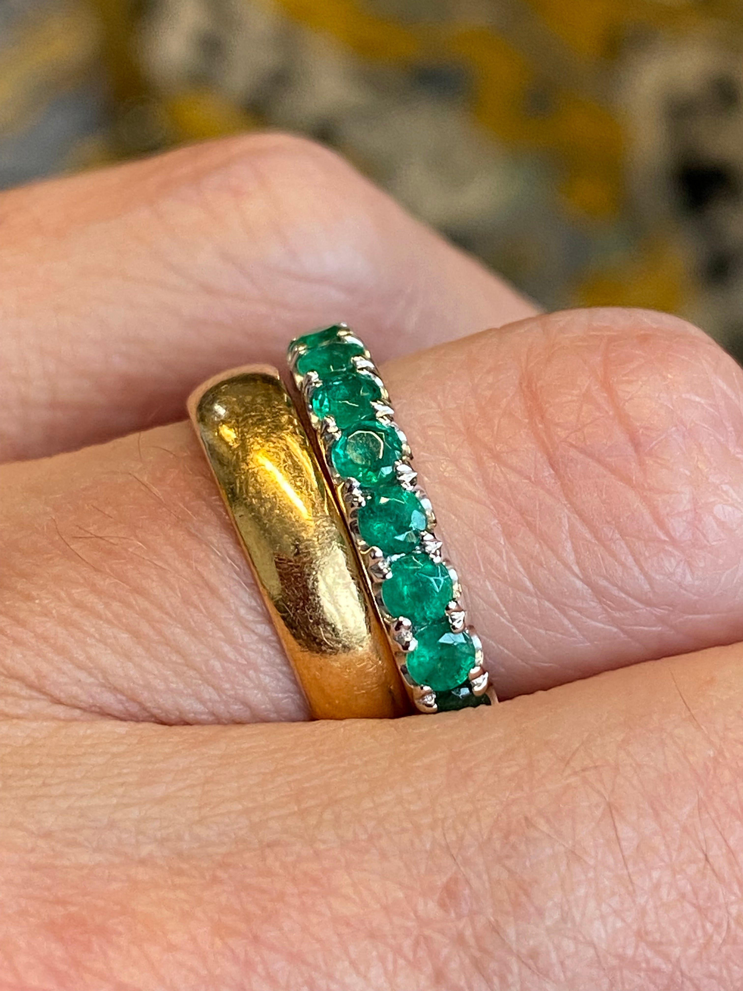0.84 CTW Emerald Eternity Stacking Ring in Platinum