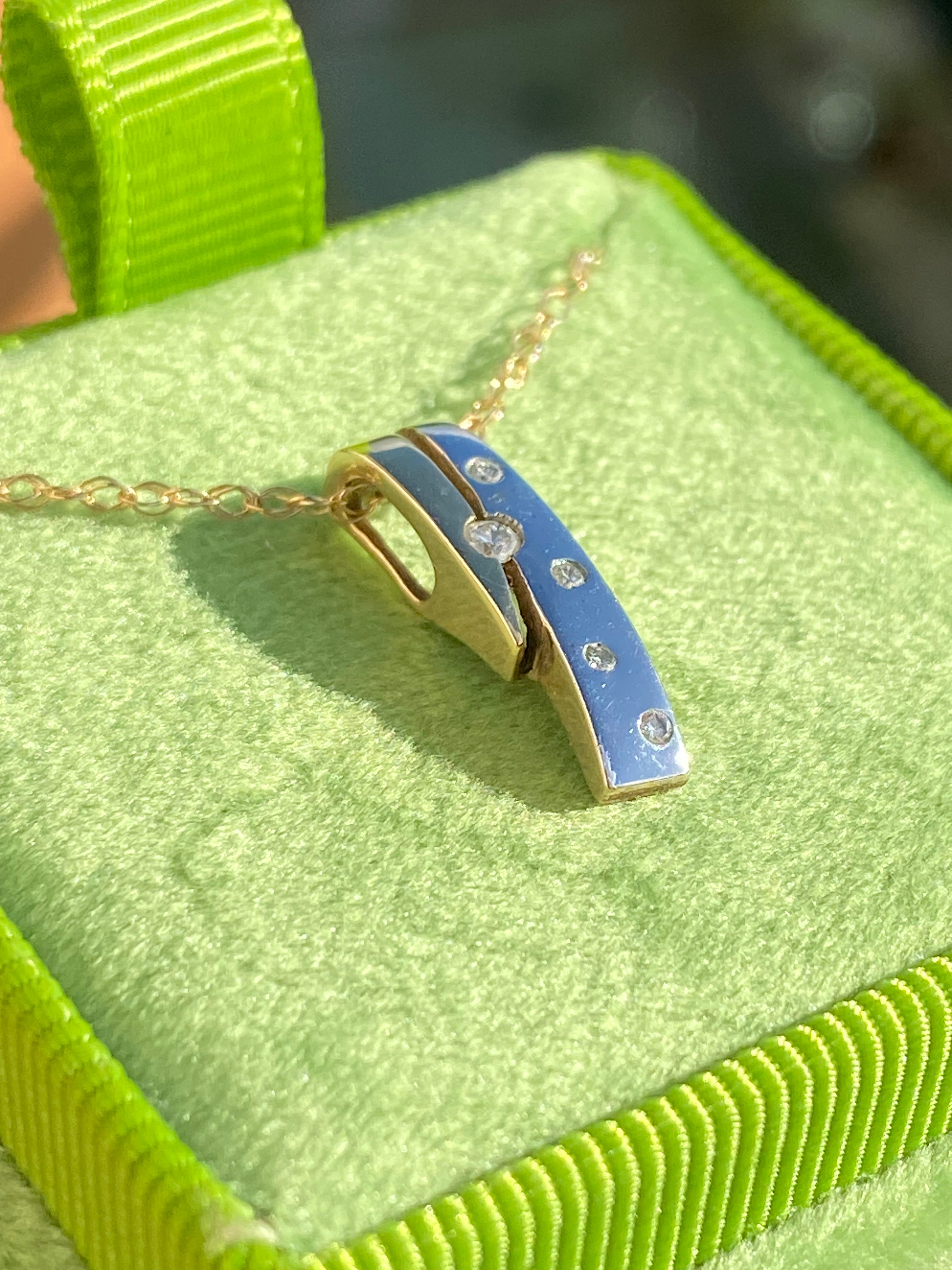 Vintage Diamond Pendant Necklace in 9ct Yellow and White  Gold