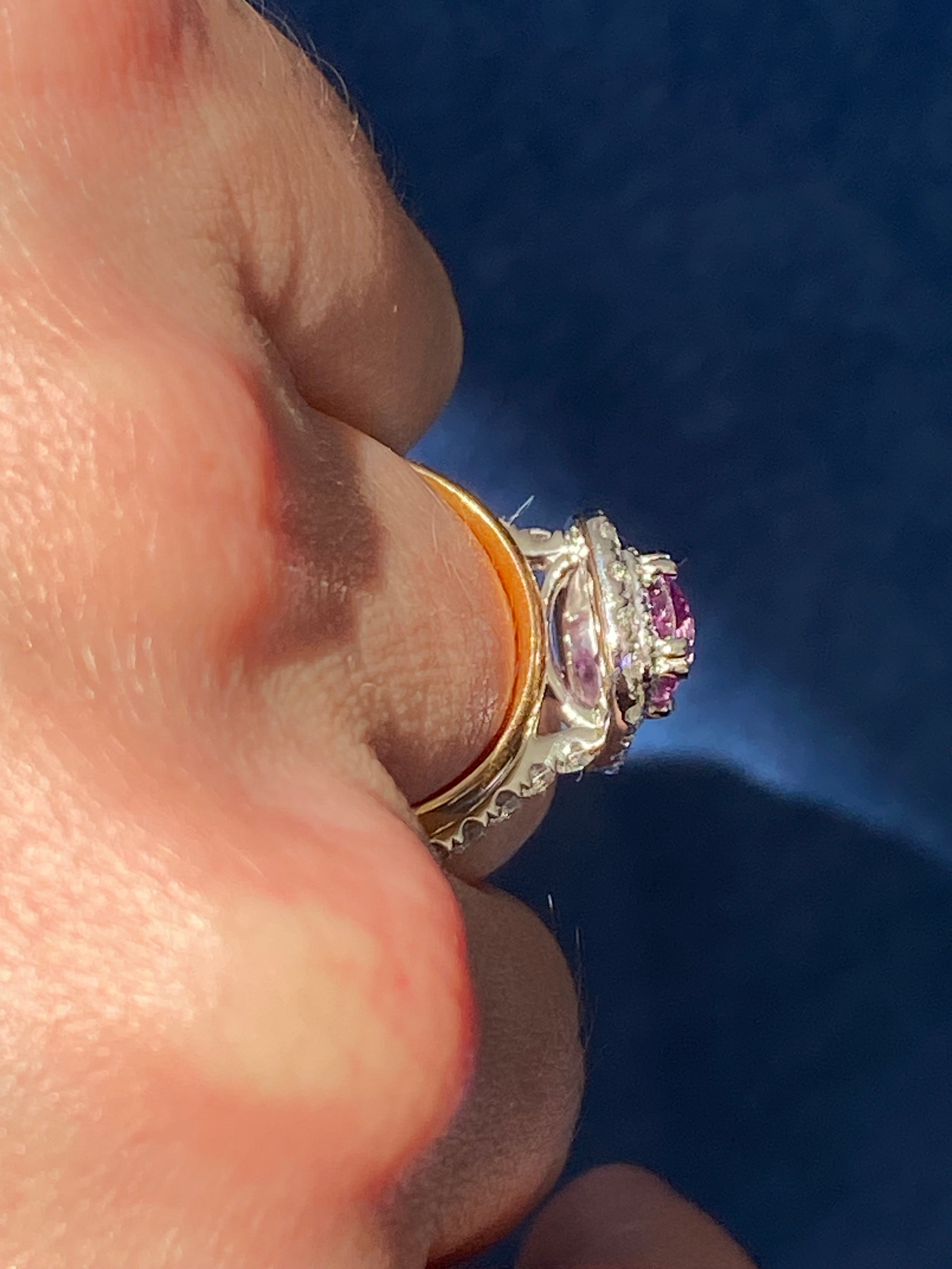 1.95 Carat Purple Sapphire and 0.97ctw Natural Diamond Halo Ring in Platinum