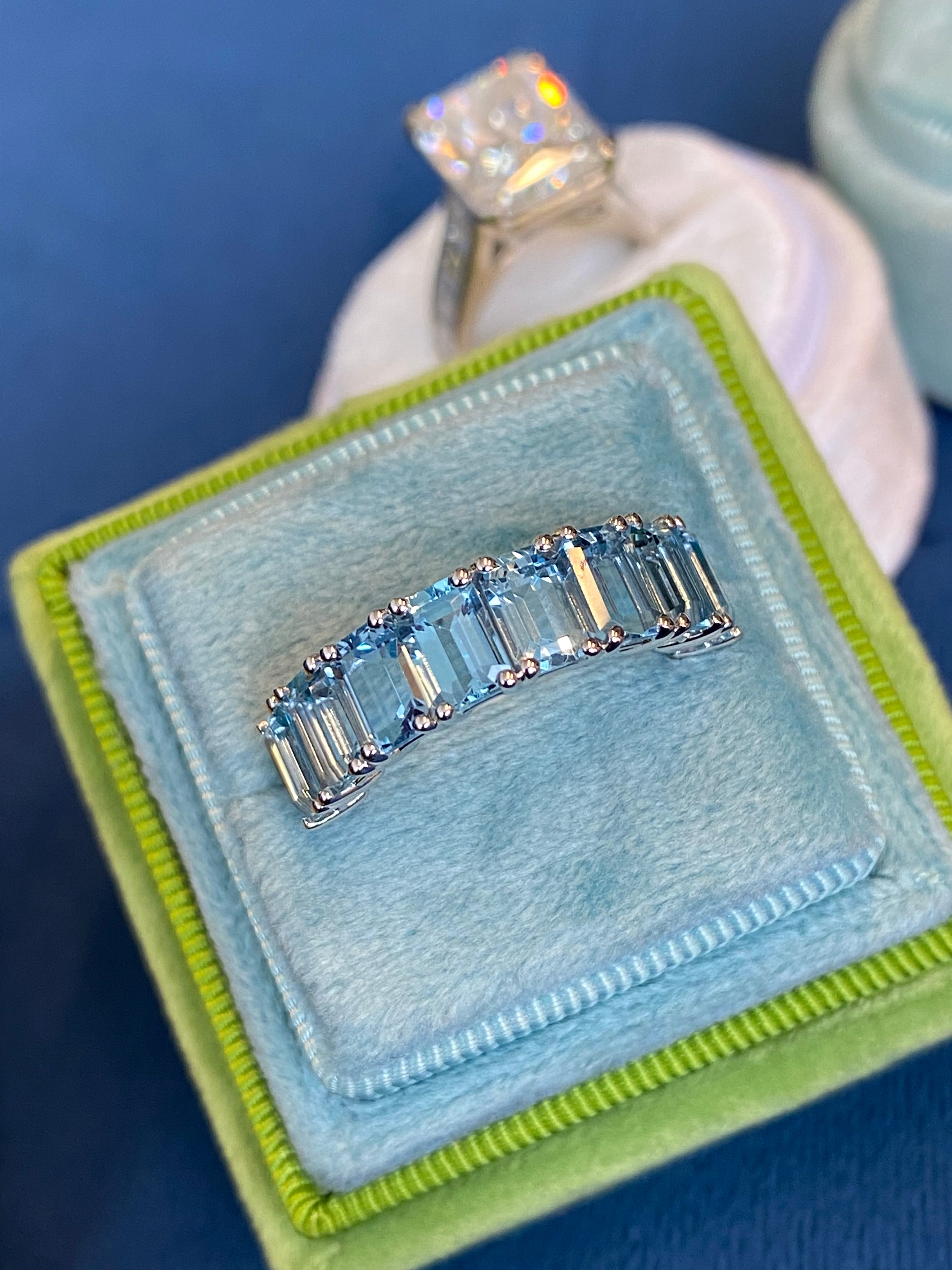 4.34 CTW Aquamarine Eternity Ring in 9ct White Gold