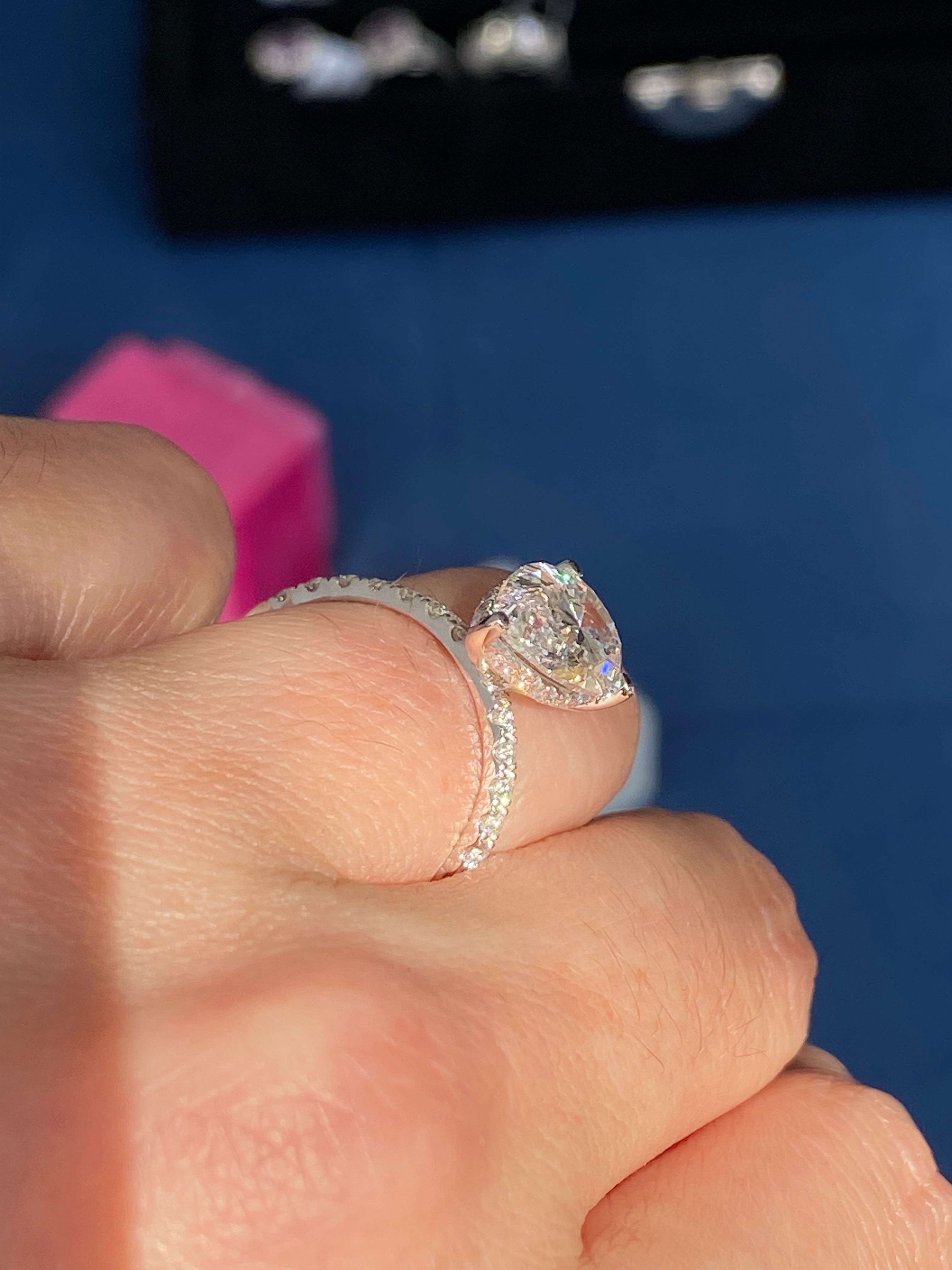 3.01 Carat Pear Cut D Colour Lab Diamond Solitaire Engagement Ring in Platinum