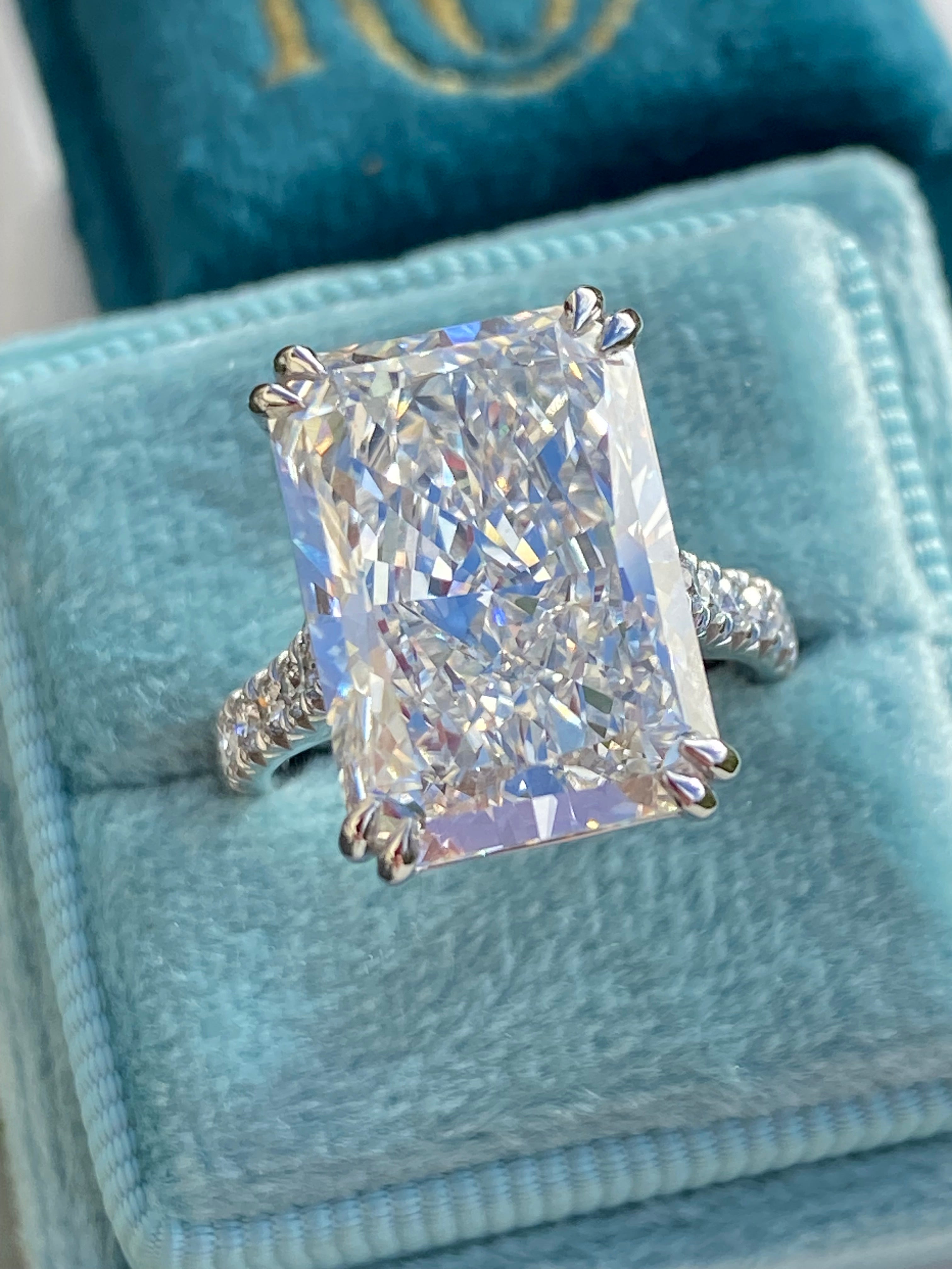 10.23 Carat Radiant Cut Lab Diamond Solitaire Engagement Ring in Platinum