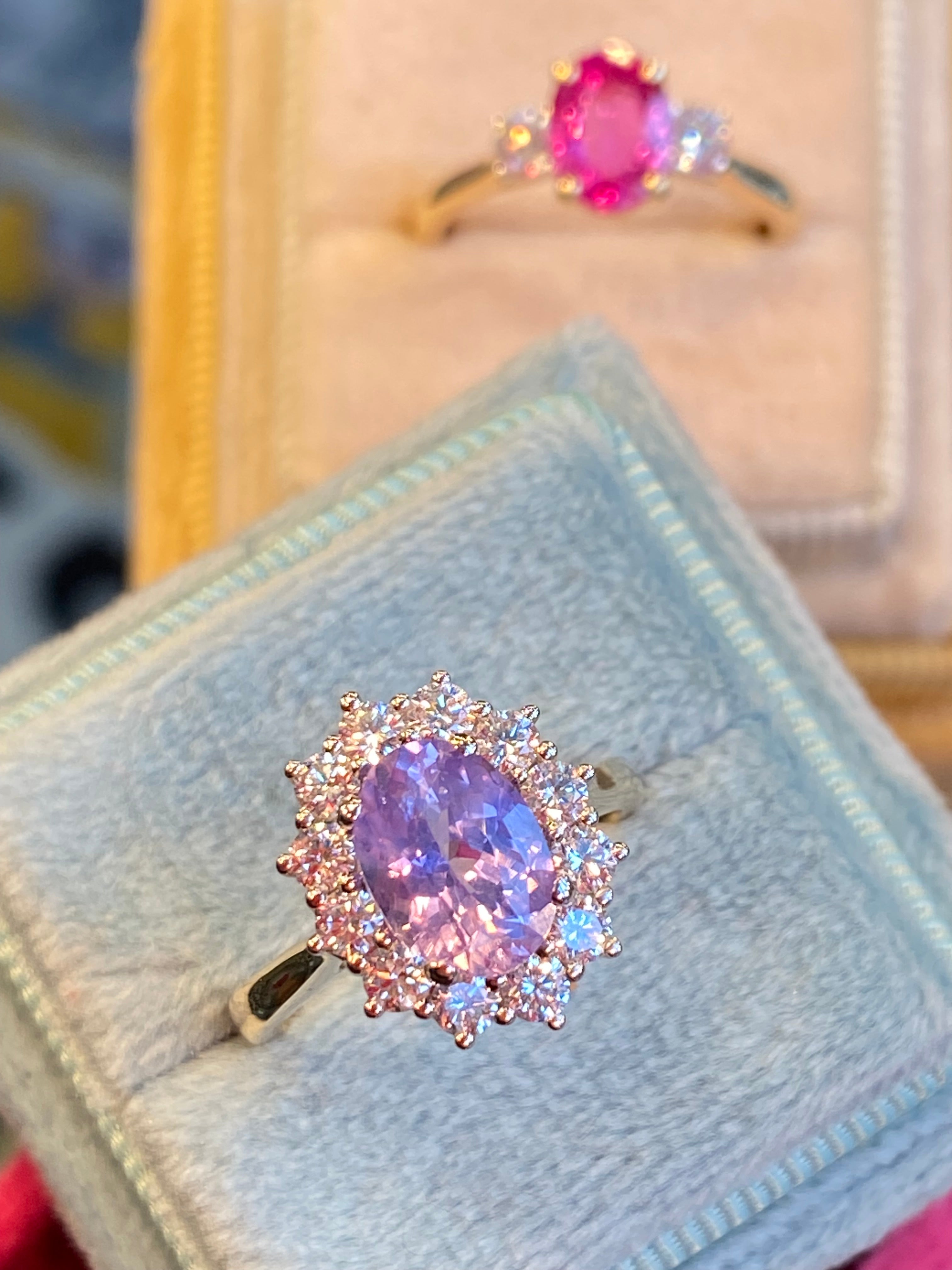 2.43 CTW No Heat Lilac Sapphire and Natural Diamond Ring in Platinum and 18ct Yellow Gold