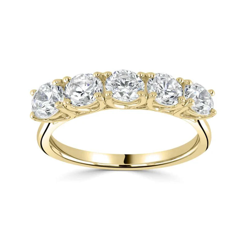 2.50 CTW + Round Brilliant Lab Grown Diamond Five Stone Ring, at Least F Colour / VVS Clarity